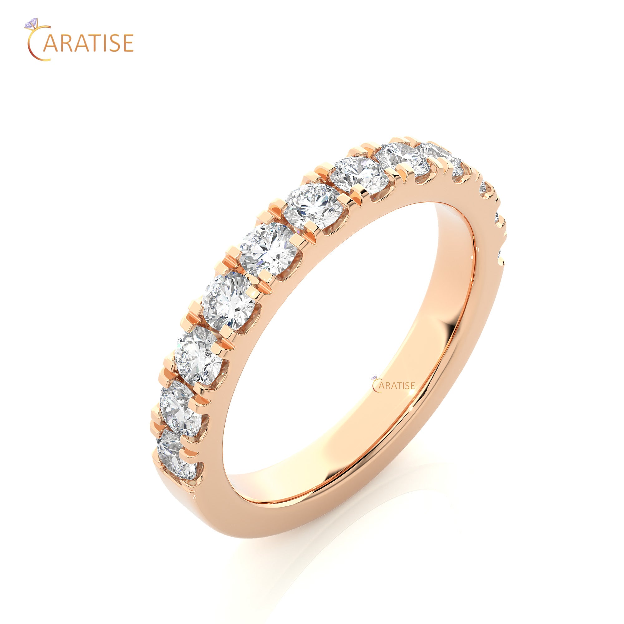 0.99 TDW Round Cut Moissanite Diamond Band Ring 925 Silver