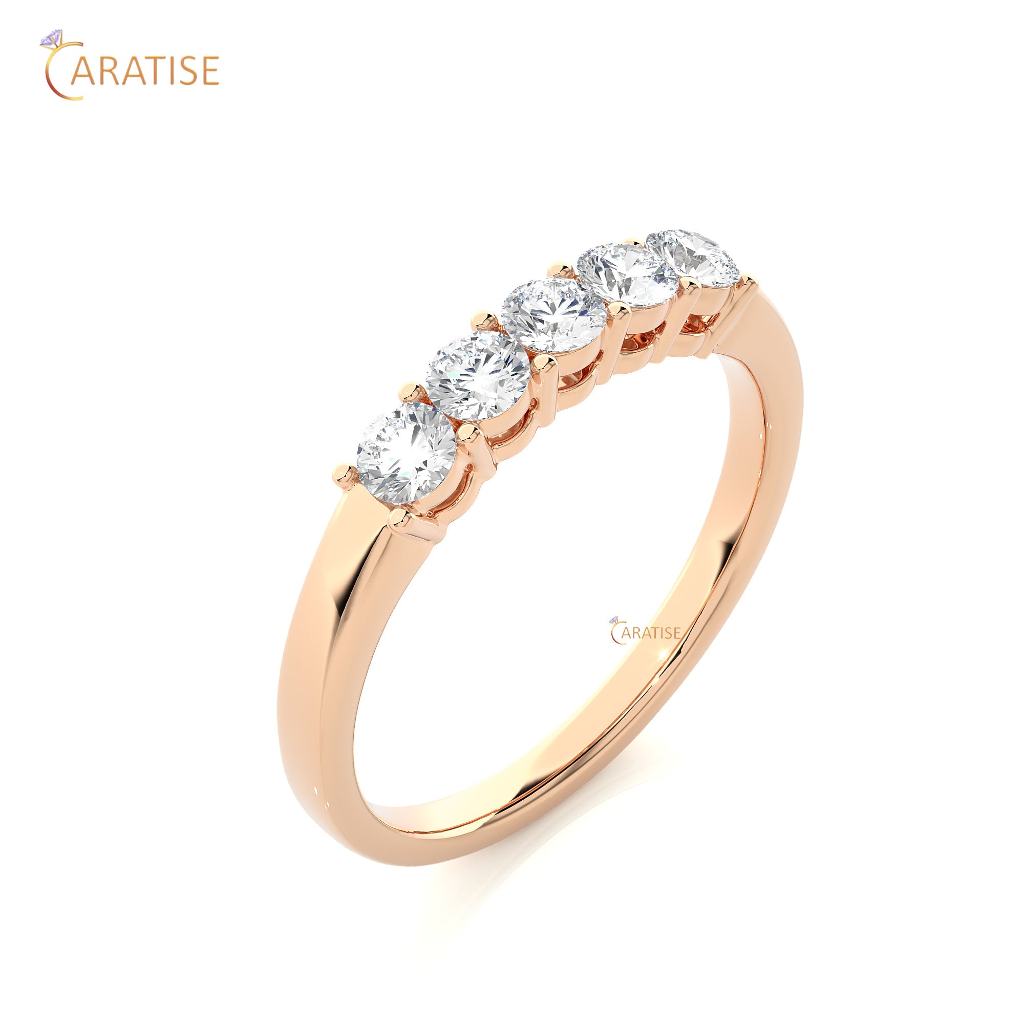 0.51 TDW Round Cut Moissanite Diamond Band Ring 925 Silver