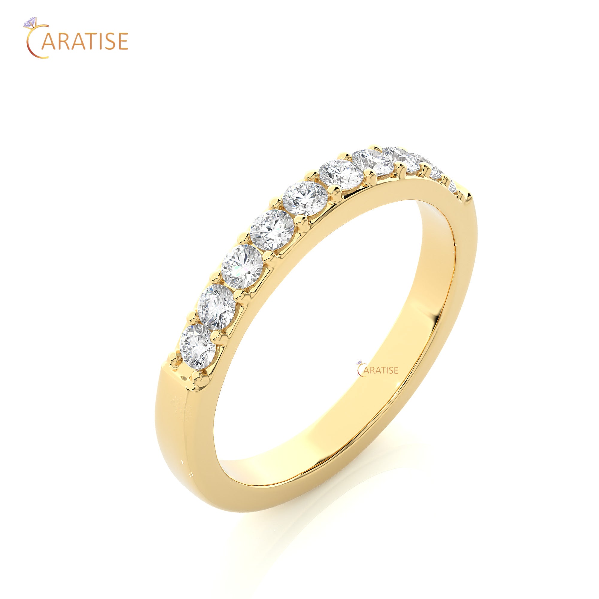 0.40 TDW Round Cut Moissanite Diamond Band Ring 925 Silver