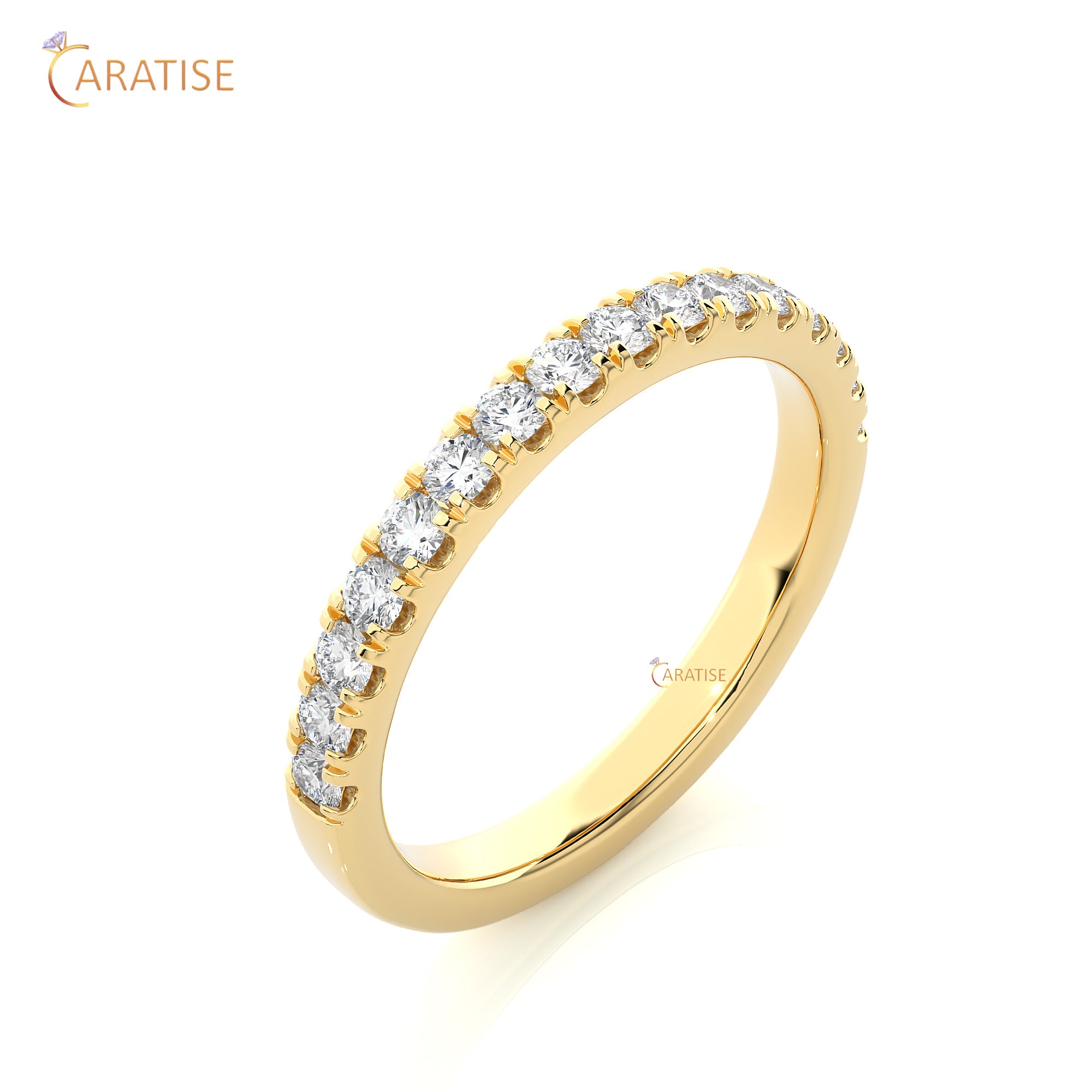 0.56 TDW Round Cut Moissanite Diamond Band Ring 925 Silver