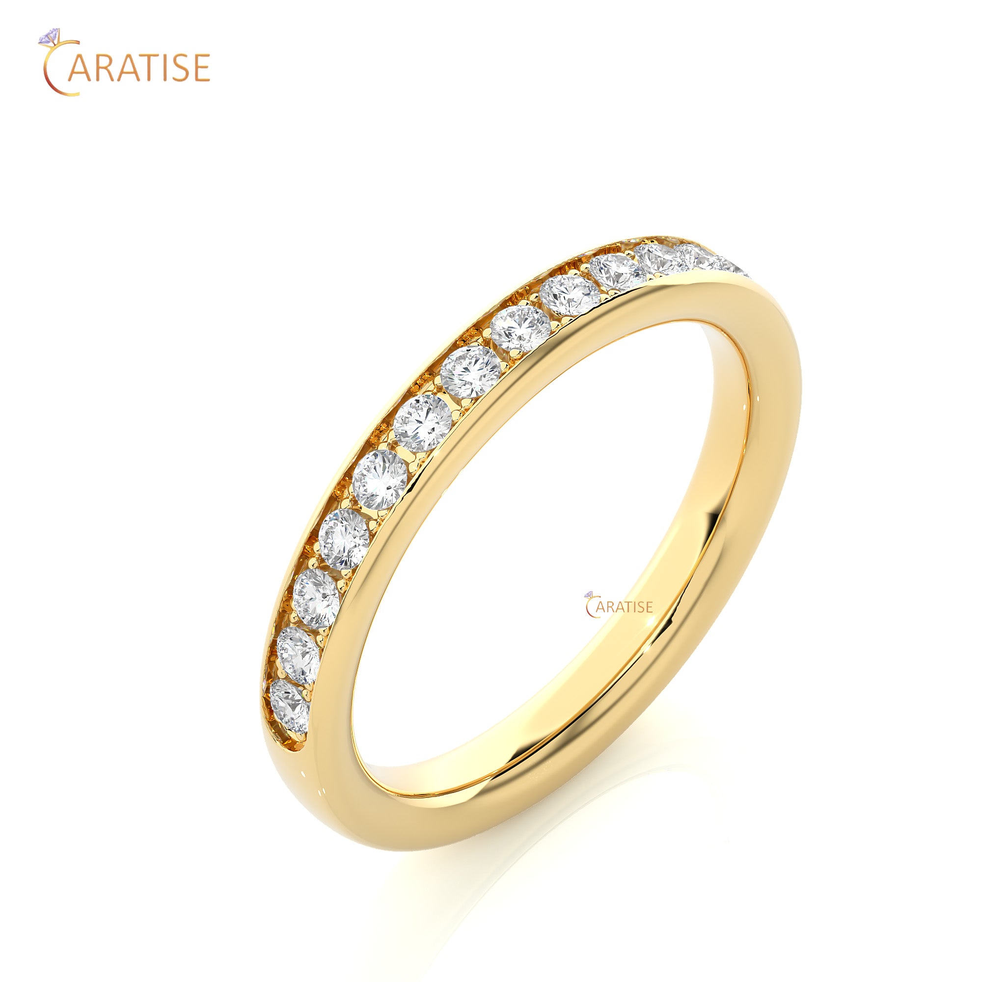 0.35 TDW Round Cut Moissanite Diamond Band Ring 925 Silver