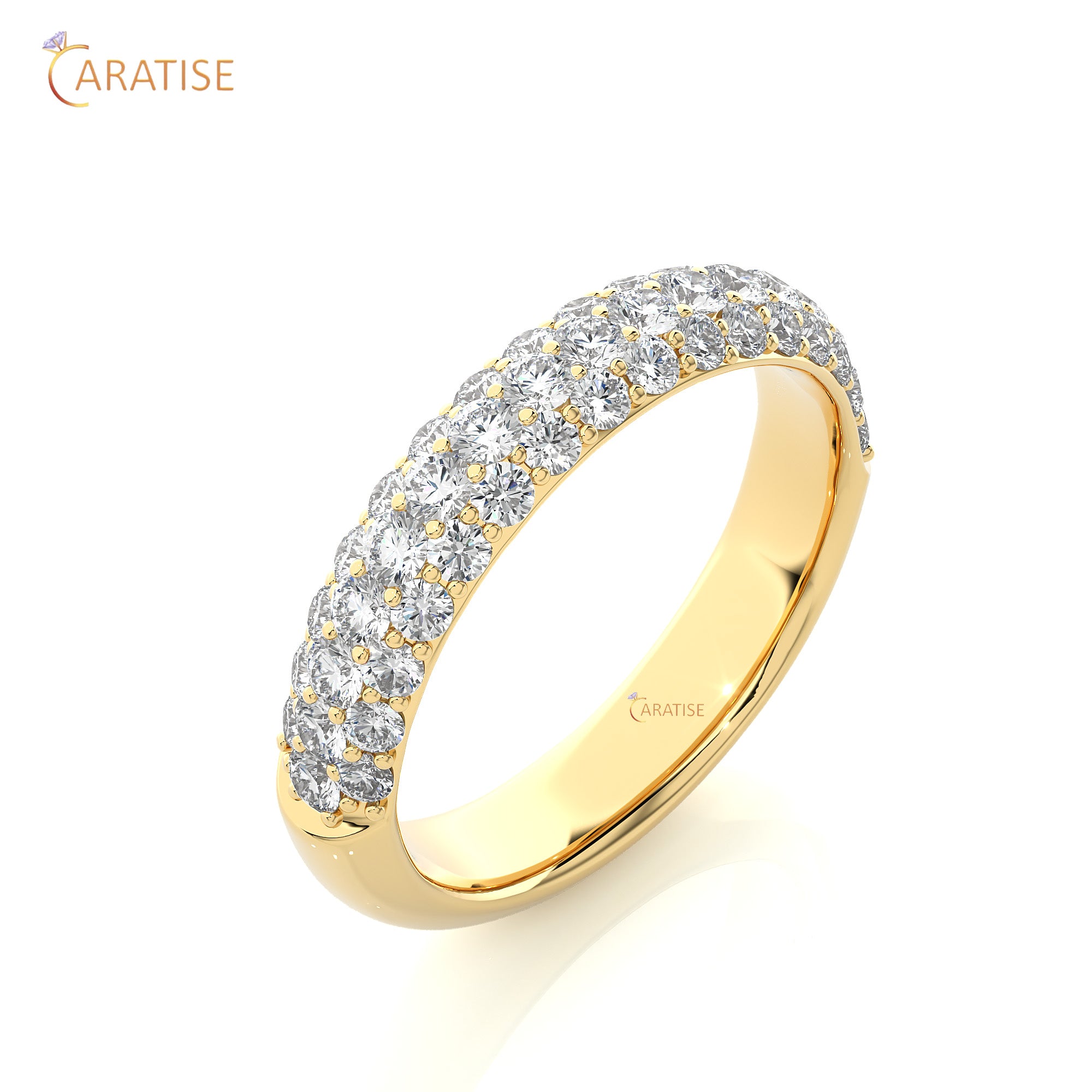 0.93 TDW Round Cut  Moissanite Diamond Band Ring 925 Silver