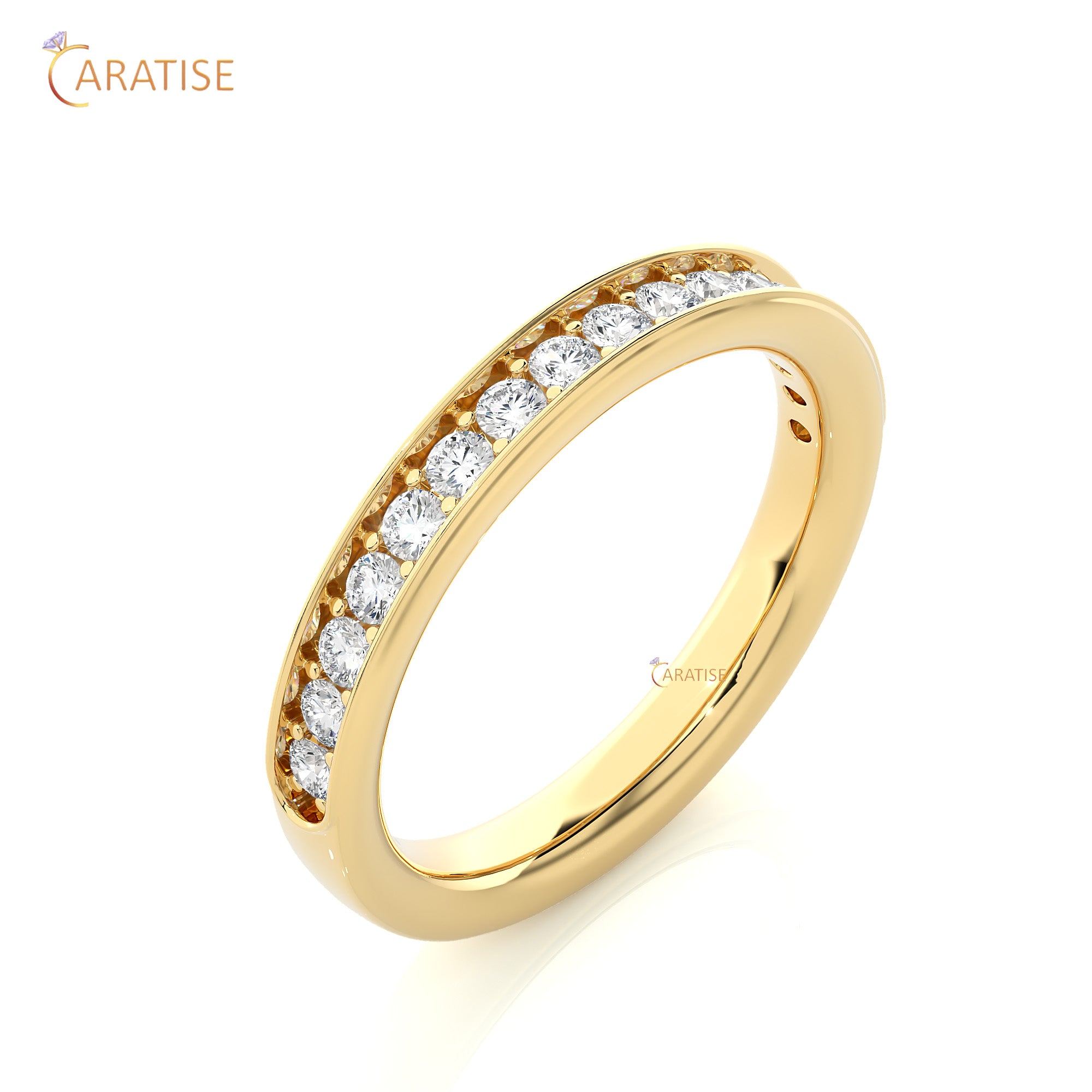 0.41 TDW Round Cut Moissanite Diamond Band Ring 925 Silver