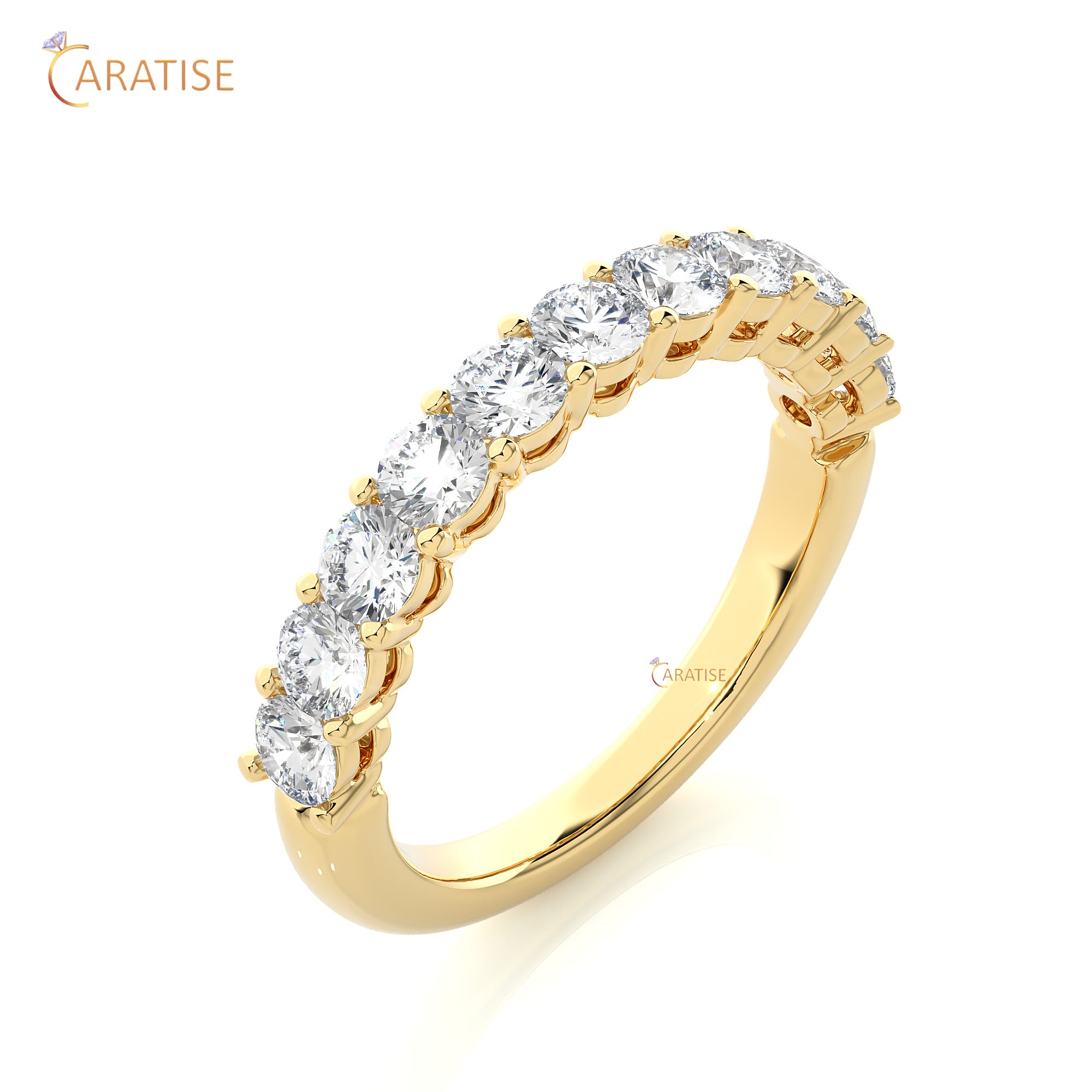 1.10 TDW Round Cut Moissanite Diamond Band Ring 925 Silver