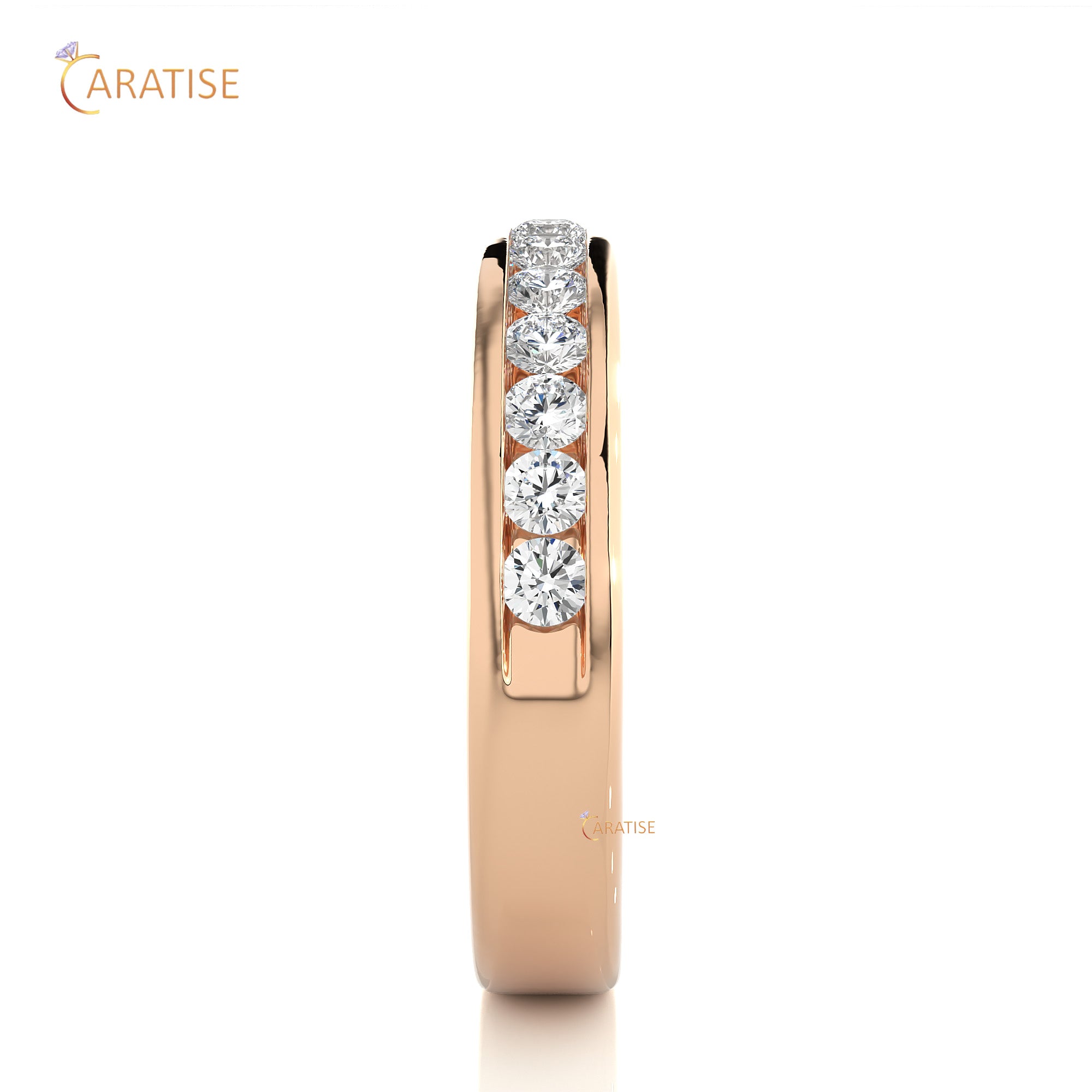 0.52 TDW Round Cut Moissanite Diamond Band Ring 925 Silver