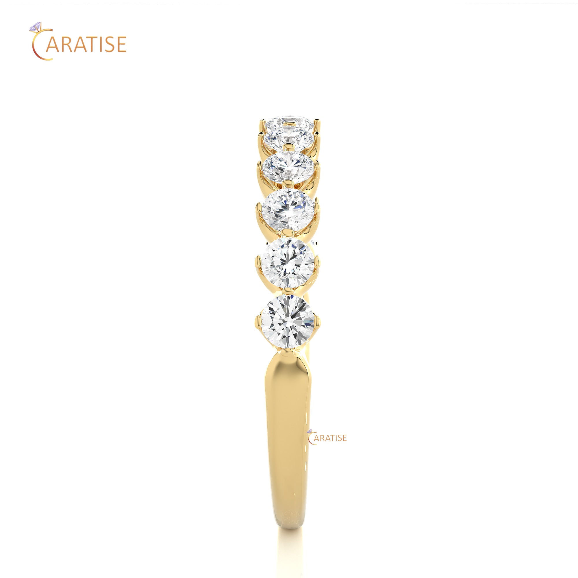 0.57 TDW Round Cut Moissanite Diamond Band Ring 925 Silver