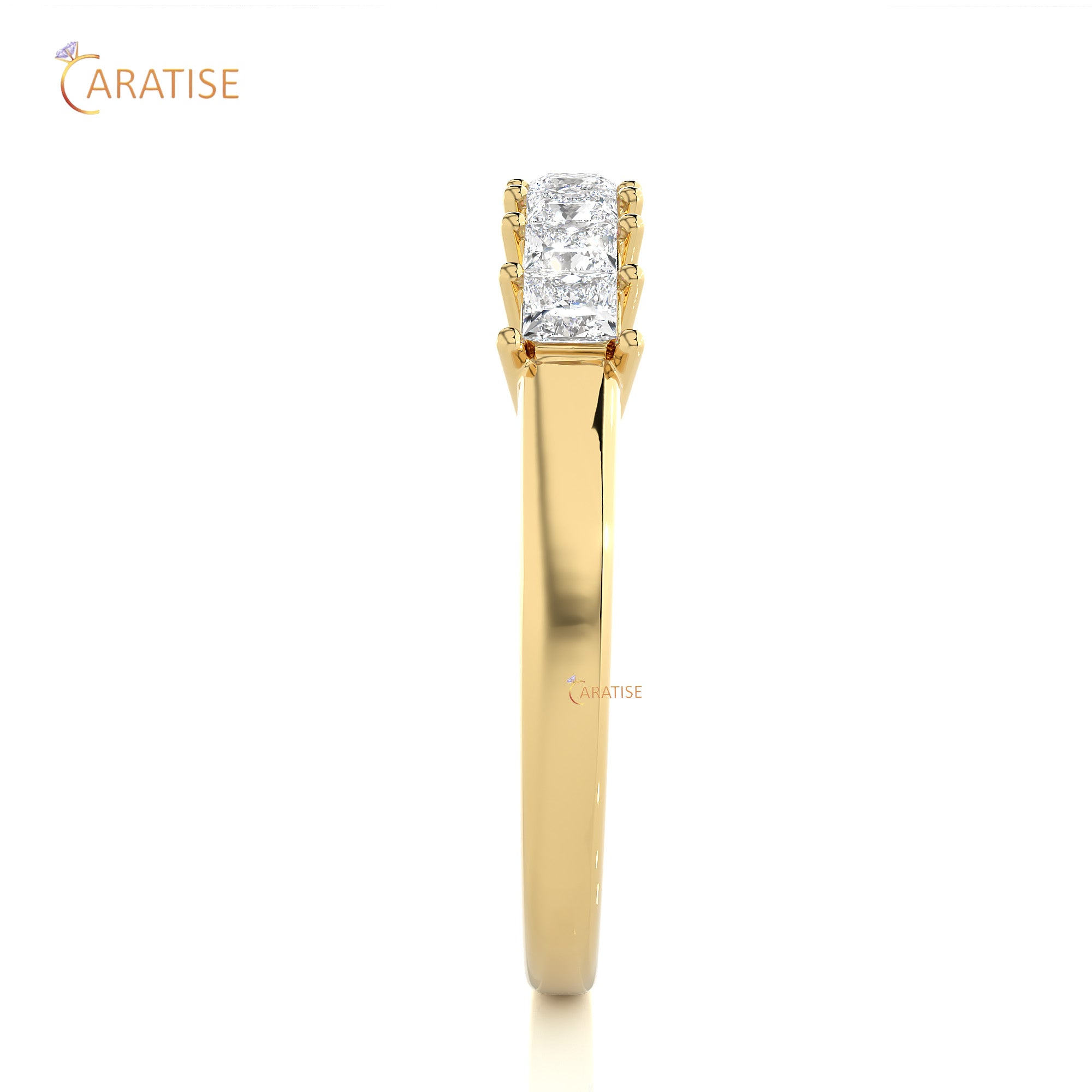 0.50 TDW Princess Cut Moissanite Diamond Band Ring 925 Silver