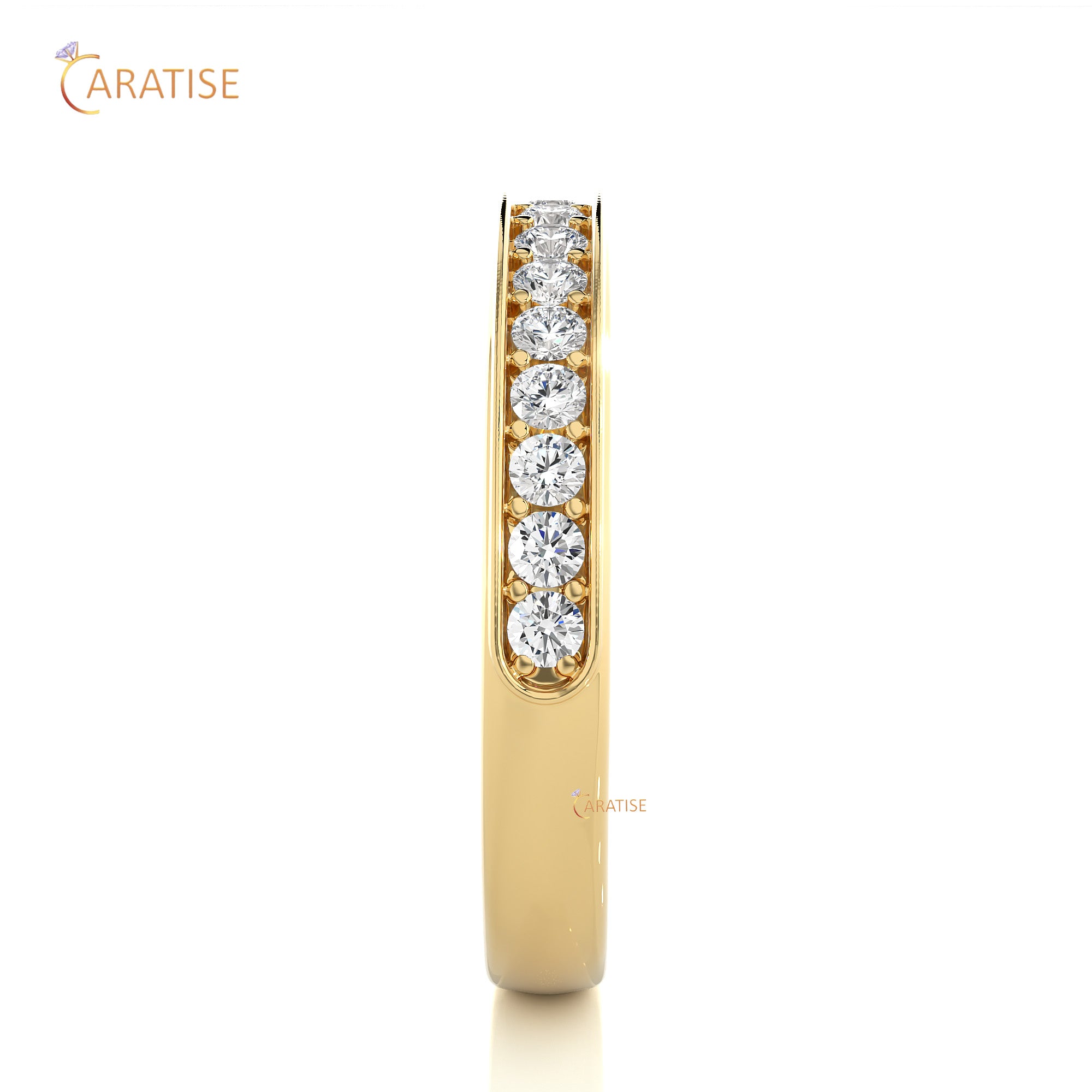 0.41 TDW Round Cut Moissanite Diamond Band Ring 925 Silver