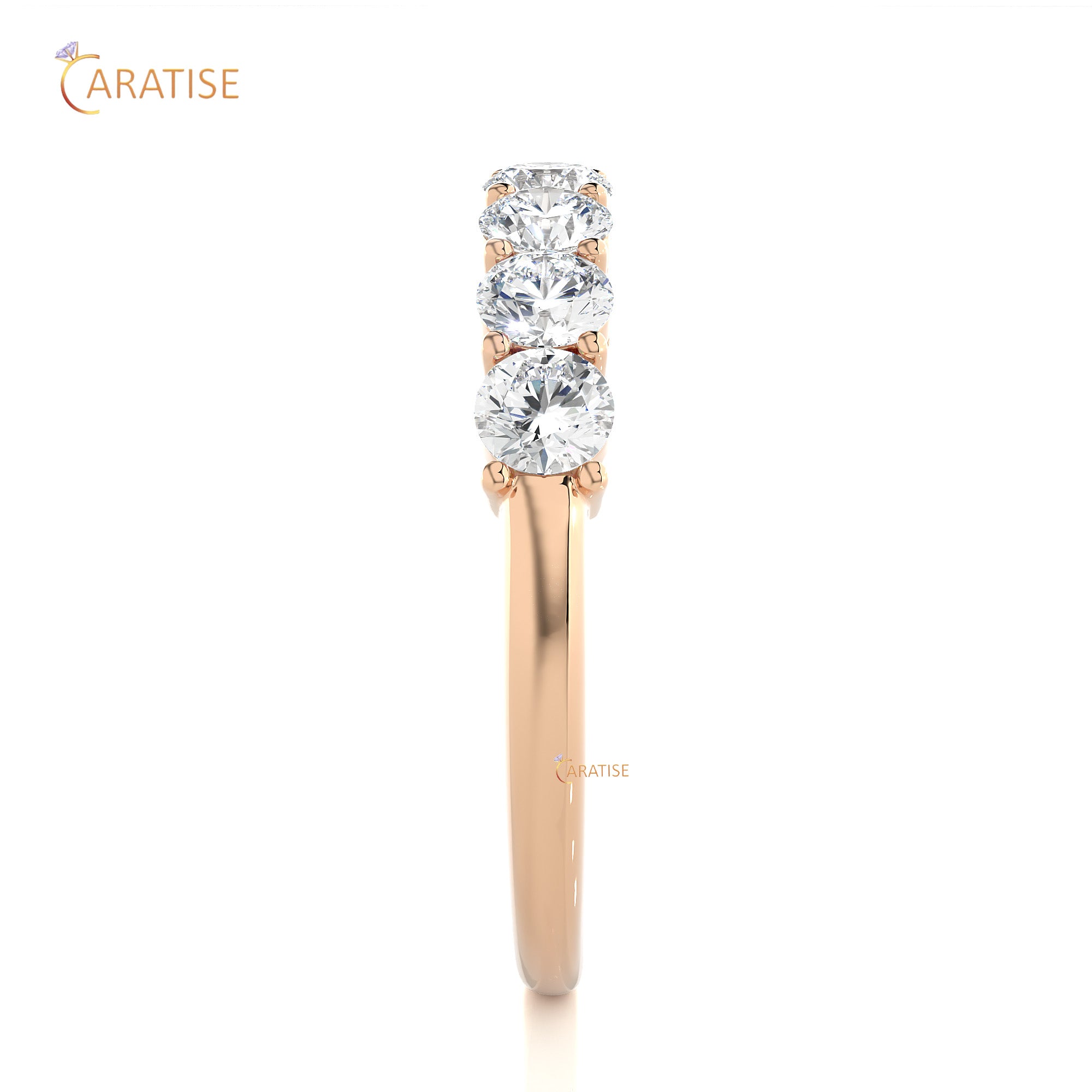 1.13 TDW Round Cut Moissanite Diamond Band Ring 925 Silver