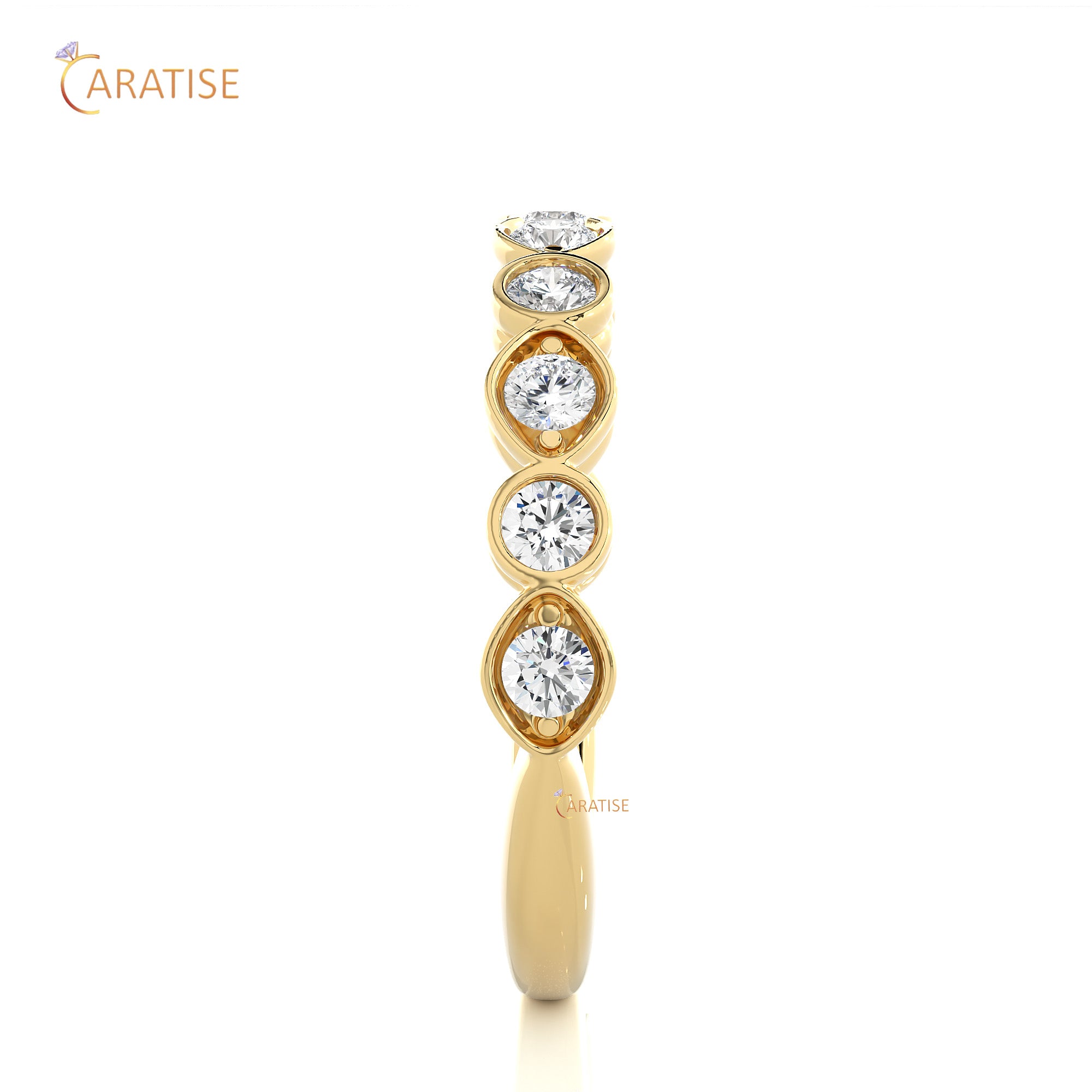 0.67 TDW Round Cut Moissanite Diamond Band Ring 925 Silver