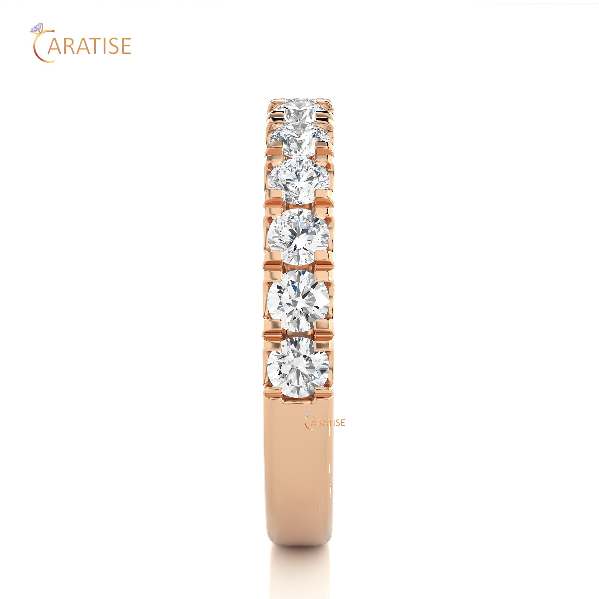 0.99 TDW Round Cut Moissanite Diamond Band Ring 925 Silver