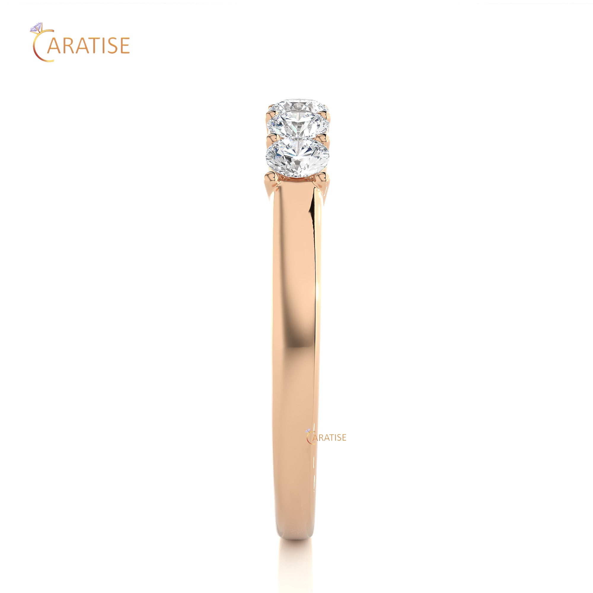 0.51 TDW Round Cut Moissanite Diamond Band Ring 925 Silver