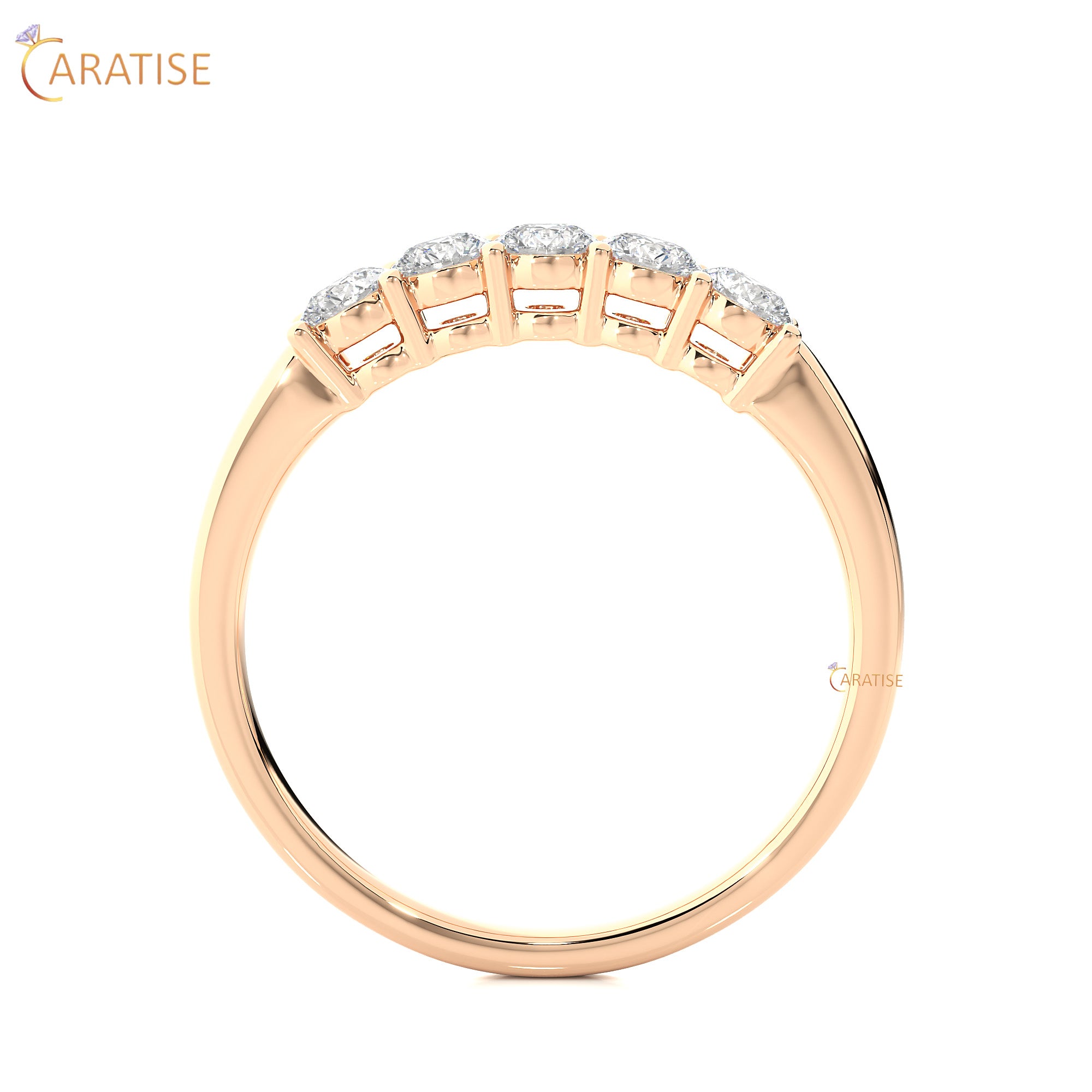 0.51 TDW Round Cut Moissanite Diamond Band Ring 925 Silver