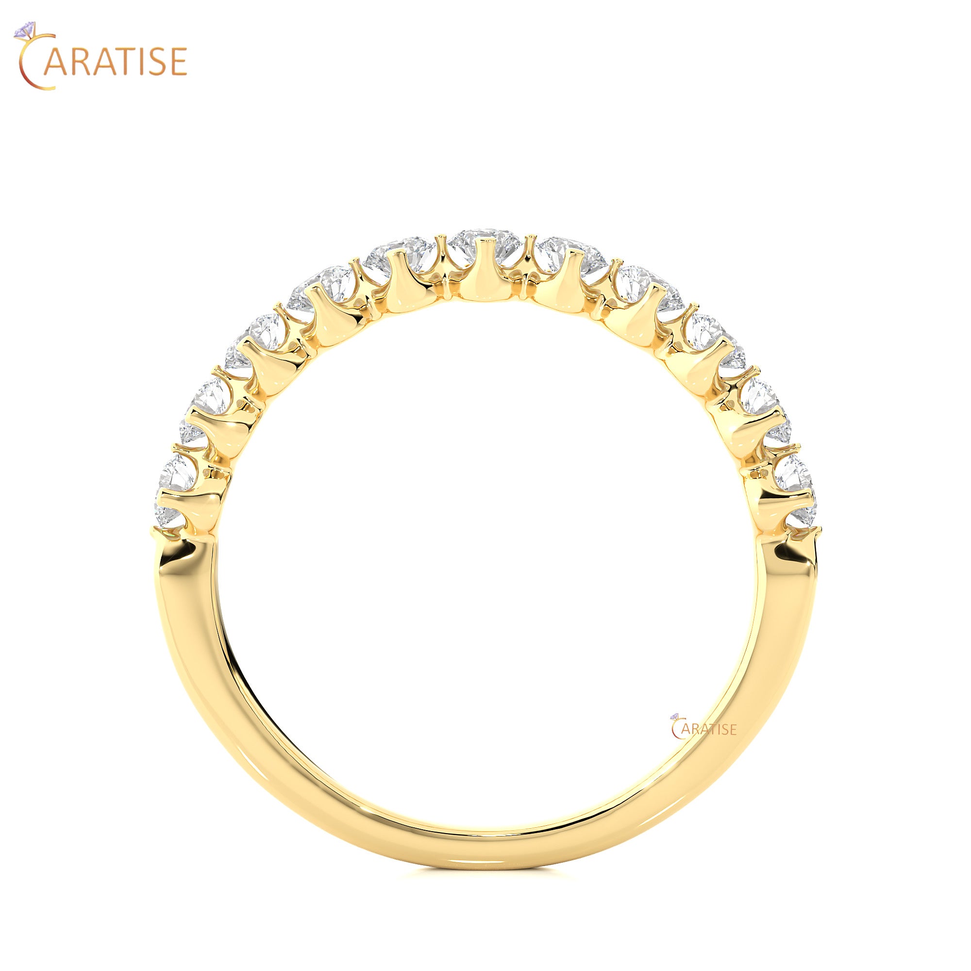 0.57 TDW Round Cut Moissanite Diamond Band Ring 925 Silver