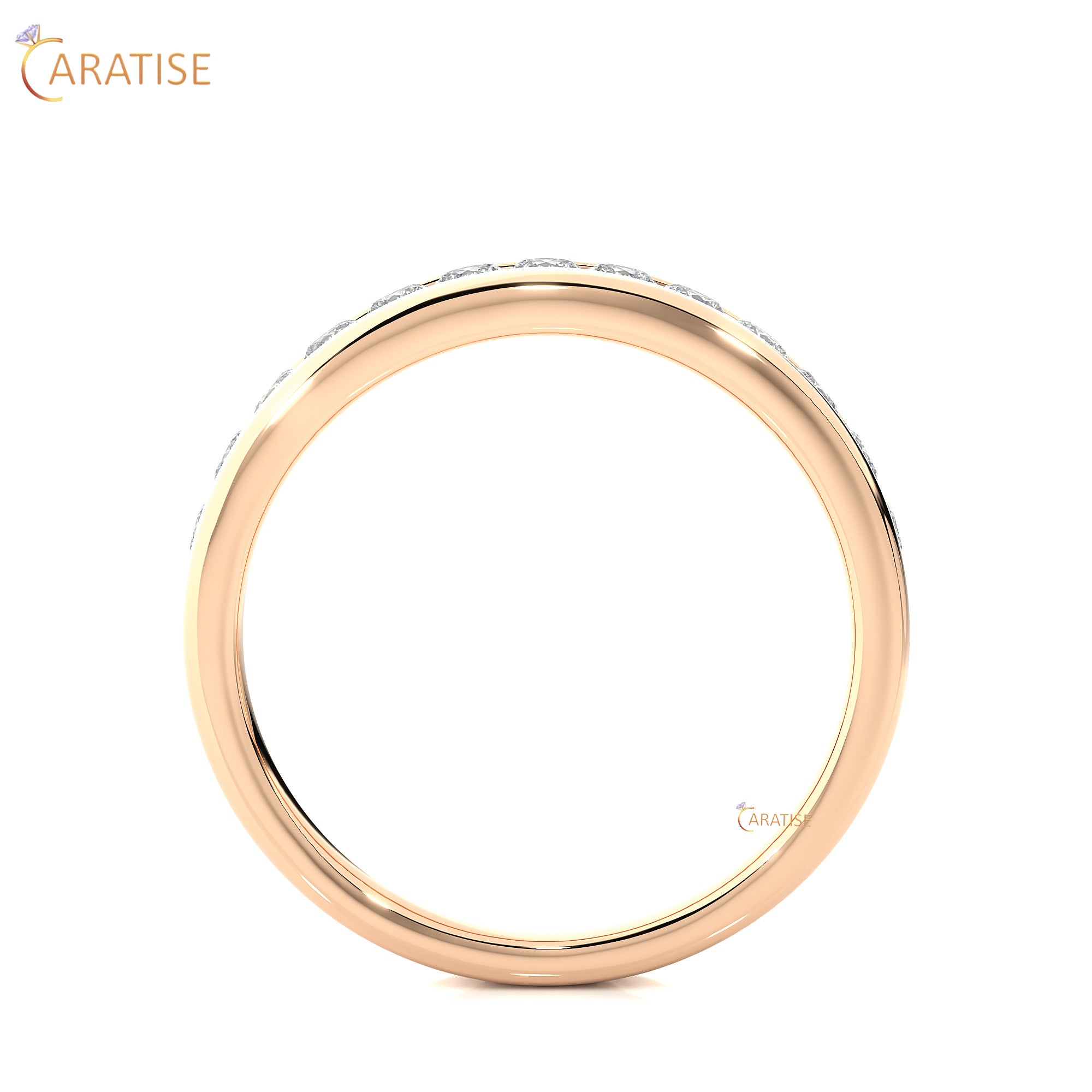 0.52 TDW Round Cut Moissanite Diamond Band Ring 925 Silver