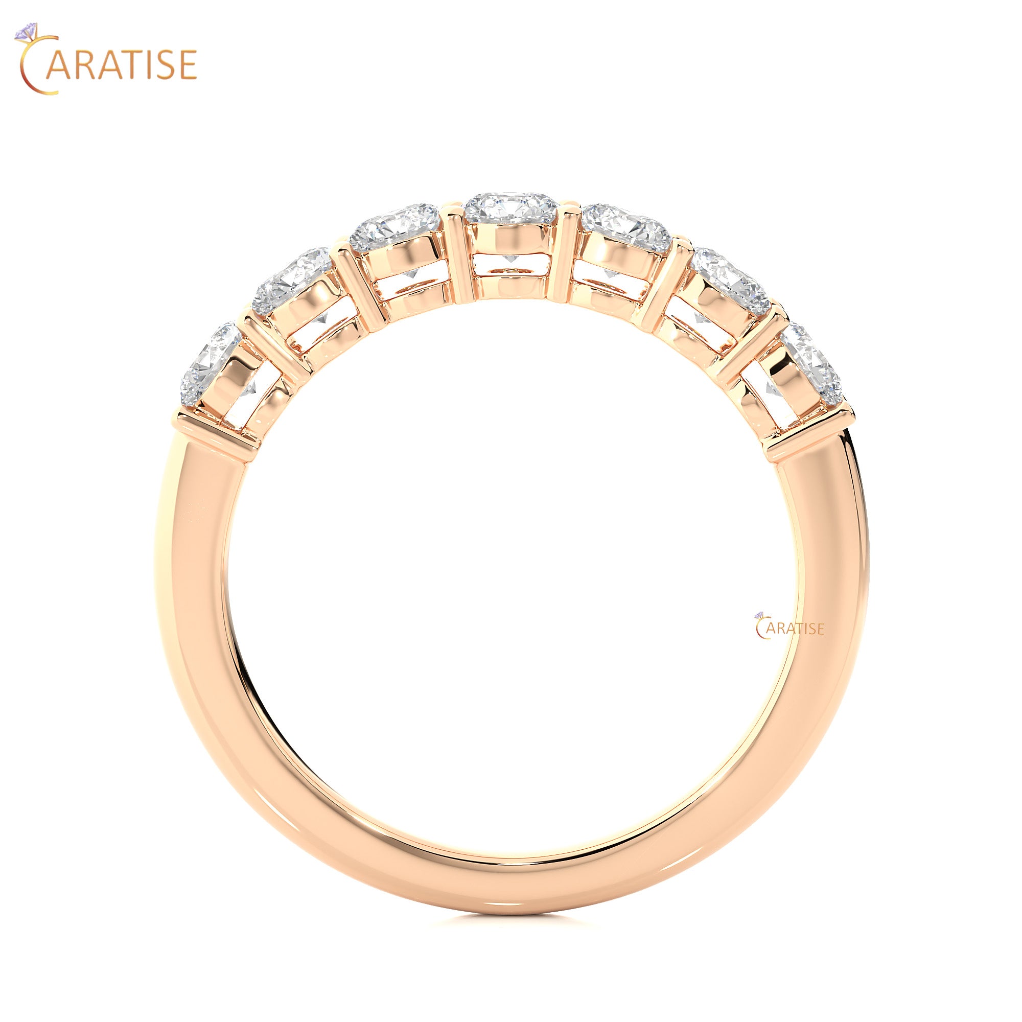 1.13 TDW Round Cut Moissanite Diamond Band Ring 925 Silver