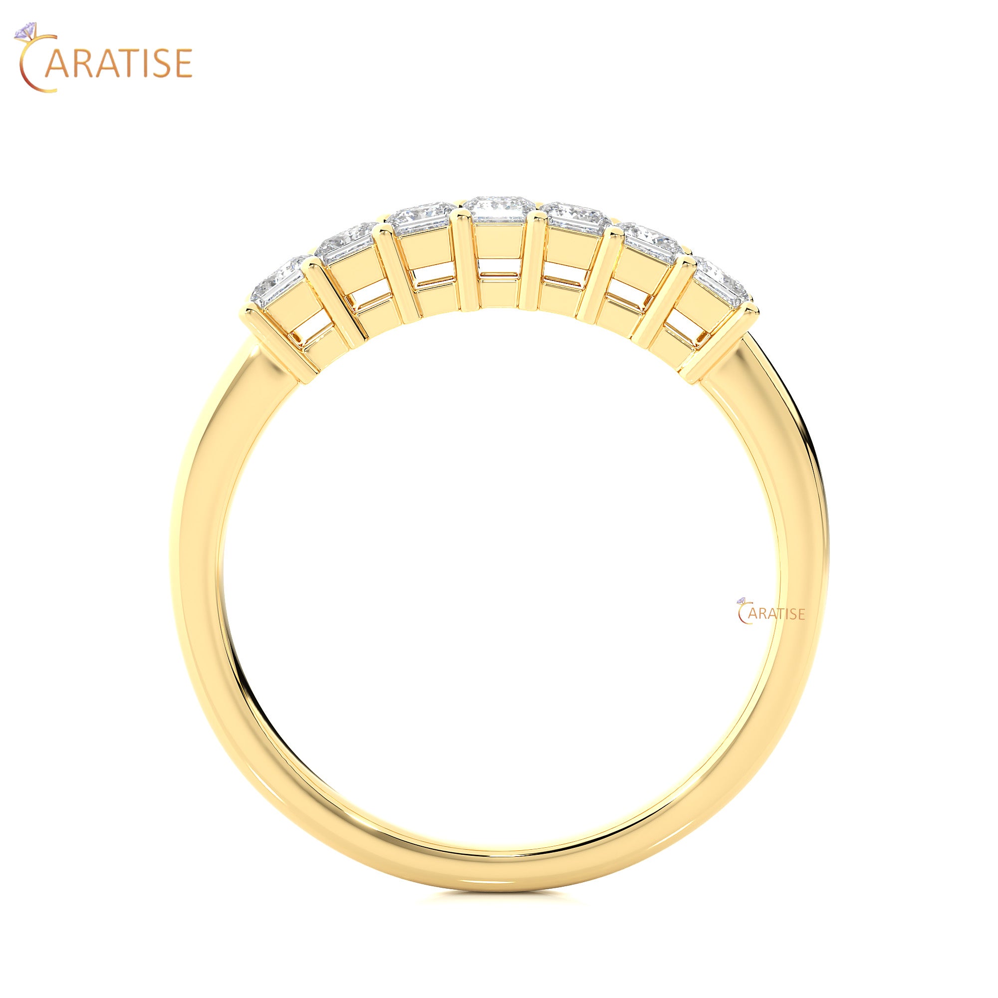 0.50 TDW Princess Cut Moissanite Diamond Band Ring 925 Silver