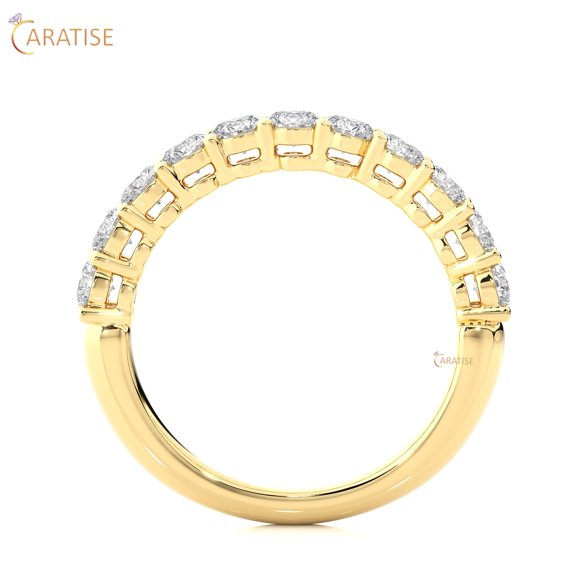 1.10 TDW Round Cut Moissanite Diamond Band Ring 925 Silver