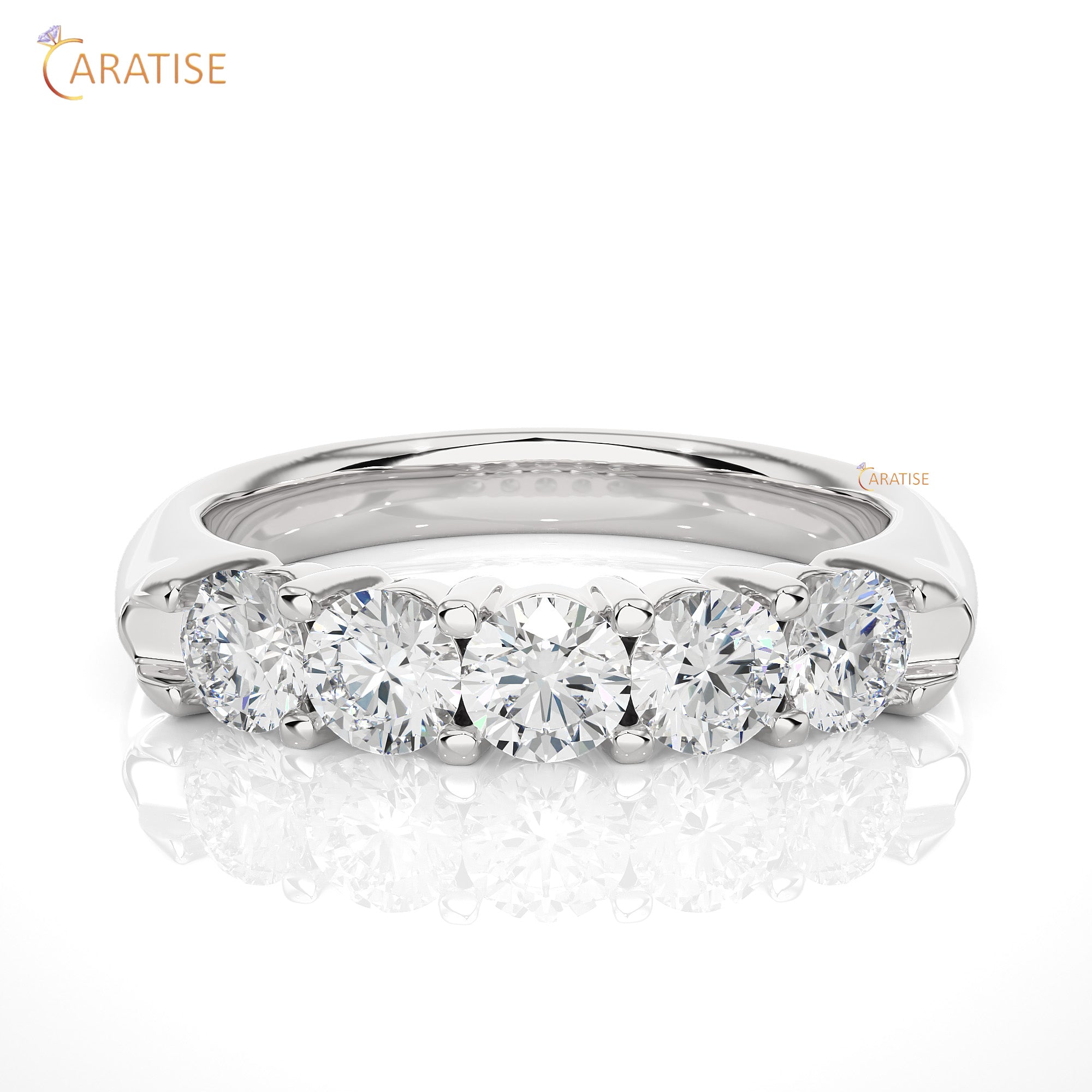 1.11 TDW Round Cut Moissanite Diamond Band Ring 925 Silver