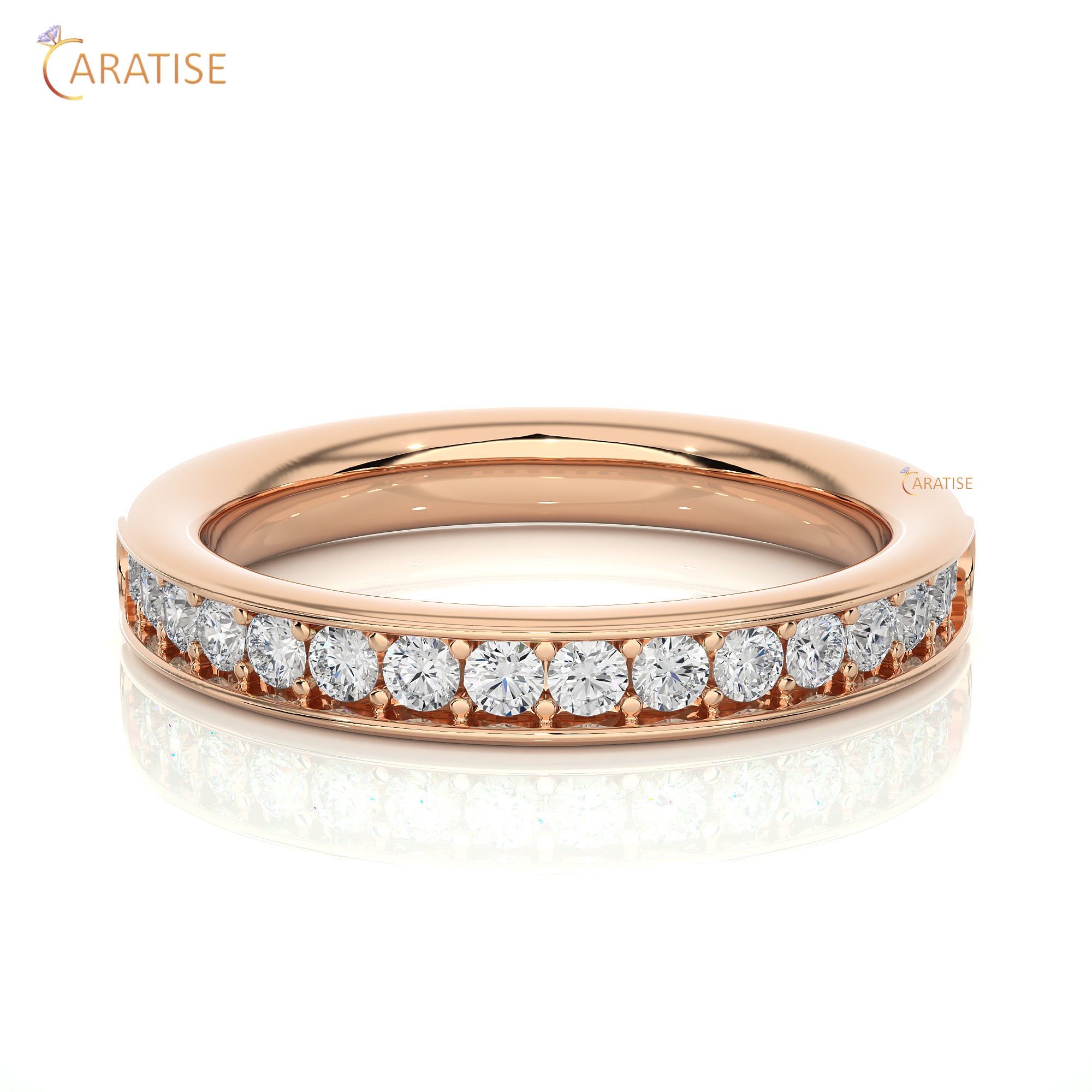 0.41 TDW Round Cut Moissanite Diamond Band Ring 925 Silver