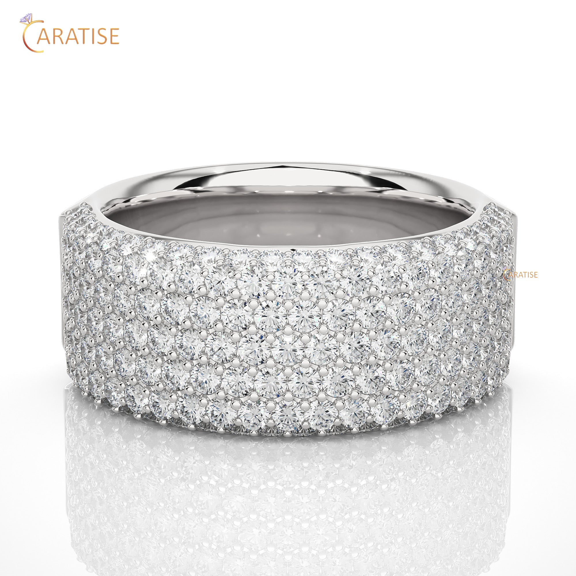 1.93 TDW Round Cut Moissanite Diamond Band Ring 925 Silver