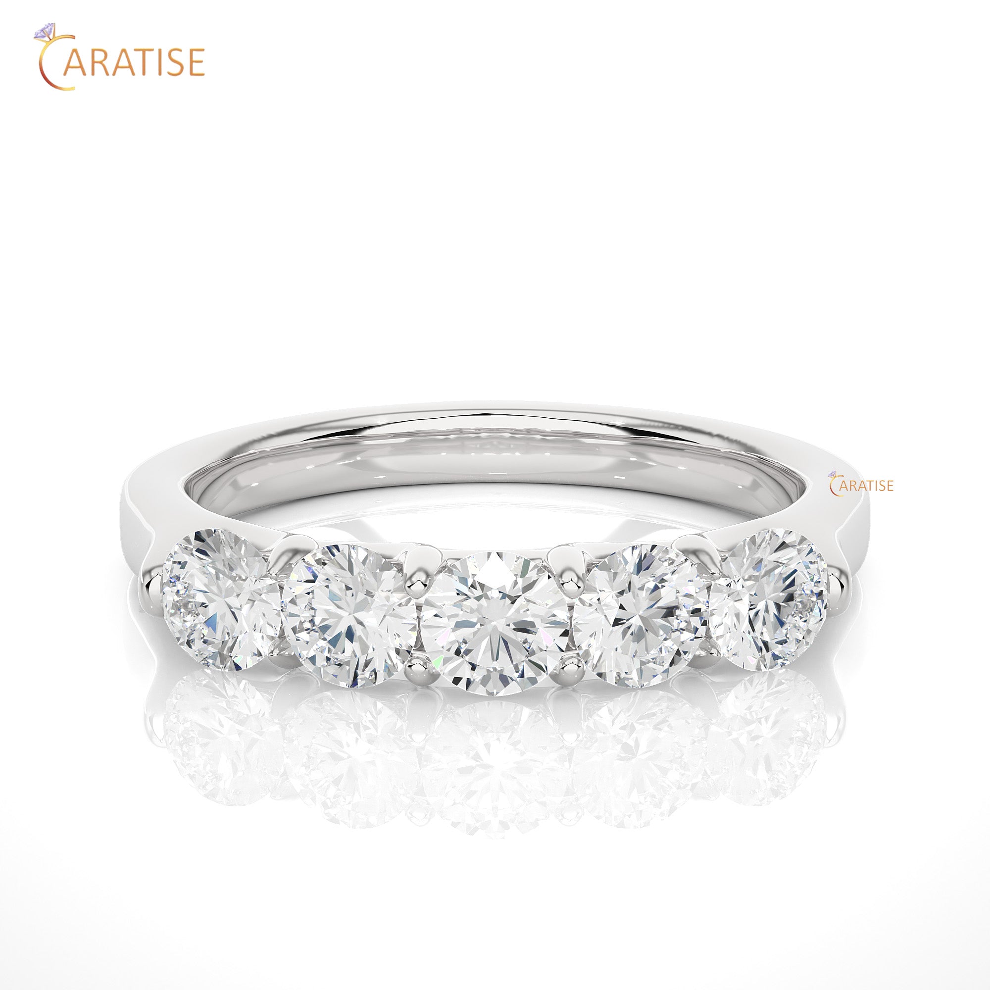 1.03 TDW Round Cut Moissanite Diamond Band Ring 925 Silver