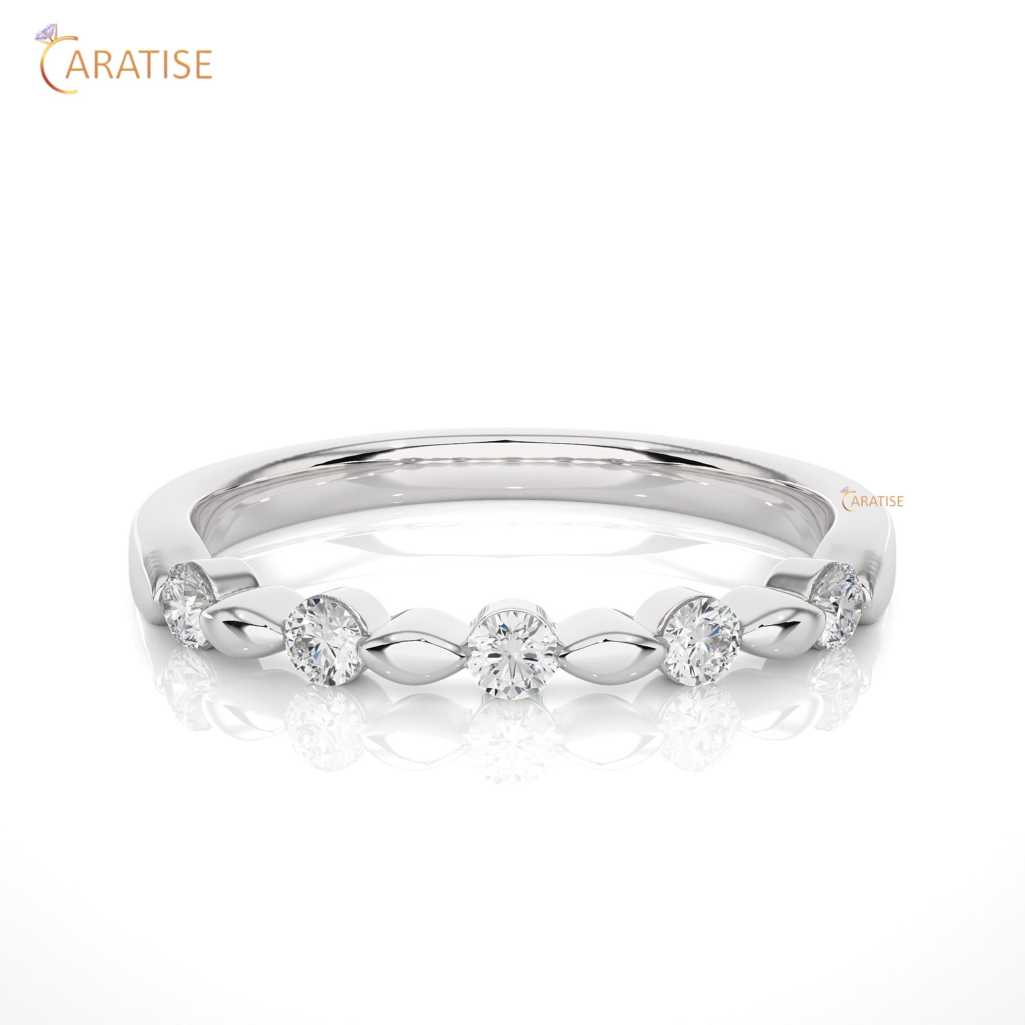 0.26 TDW Round Cut Moissanite Diamond Band Ring 925 Silver