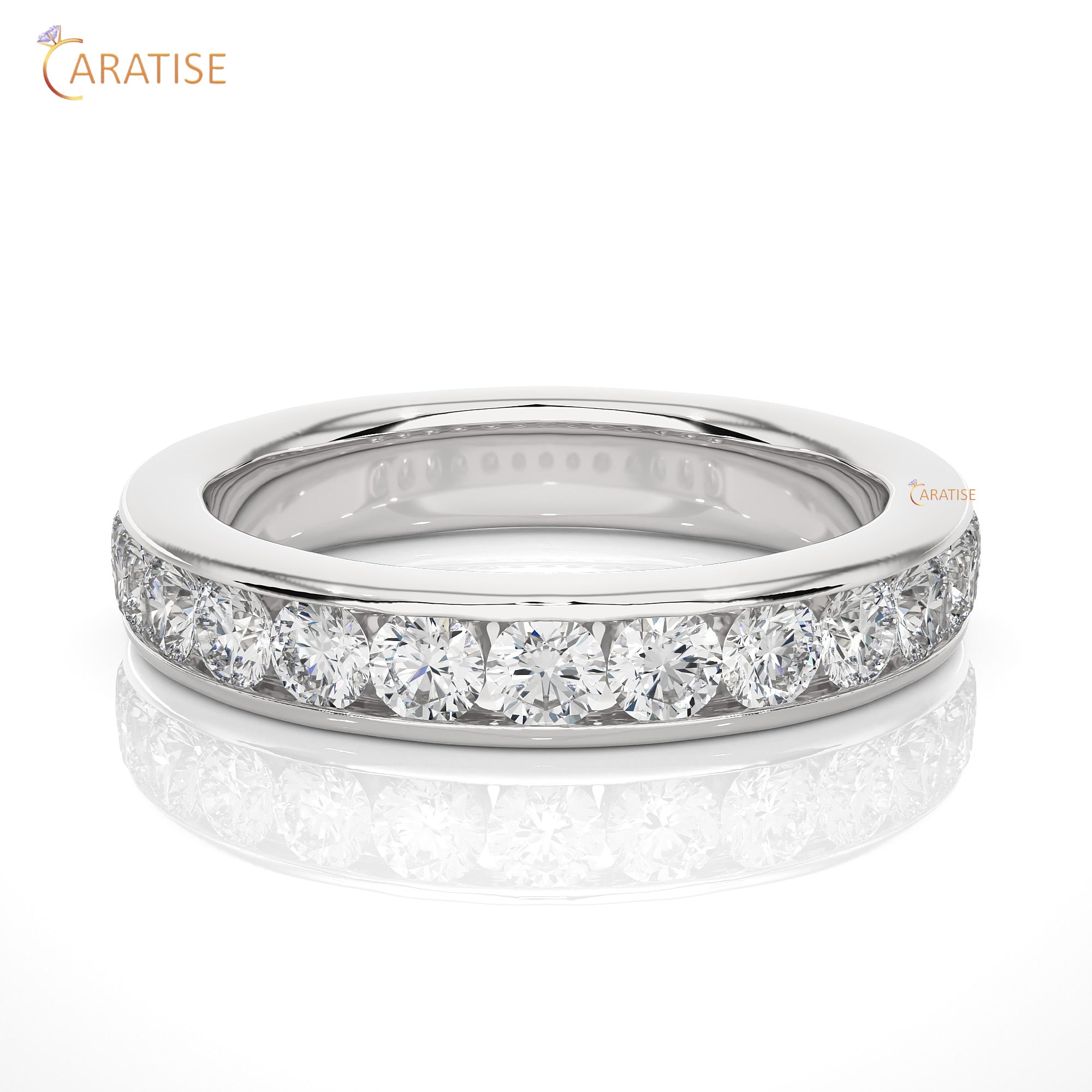 0.96 TDW Round Cut Moissanite Diamond Band Ring 925 Silver