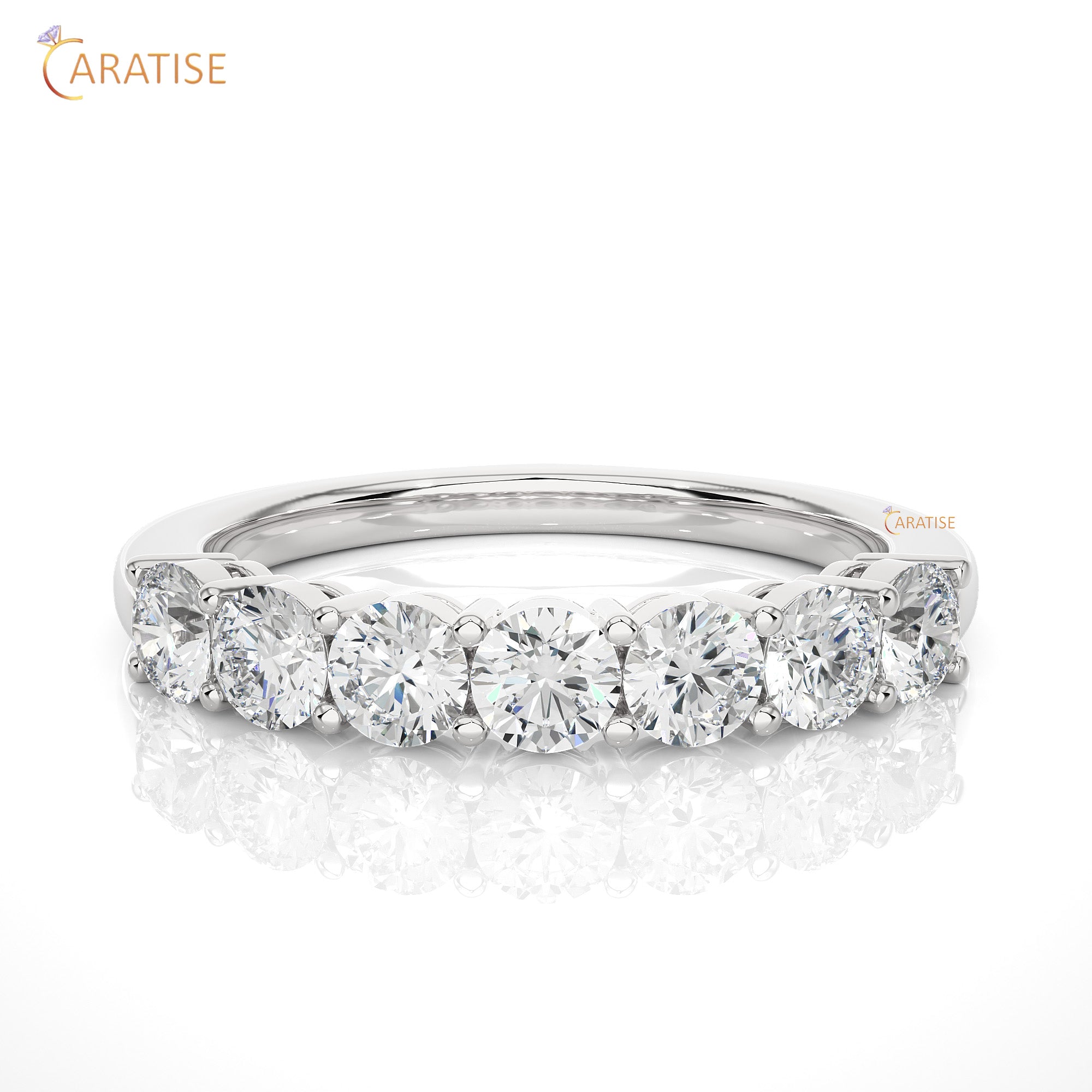 1.13 TDW Round Cut Moissanite Diamond Band Ring 925 Silver