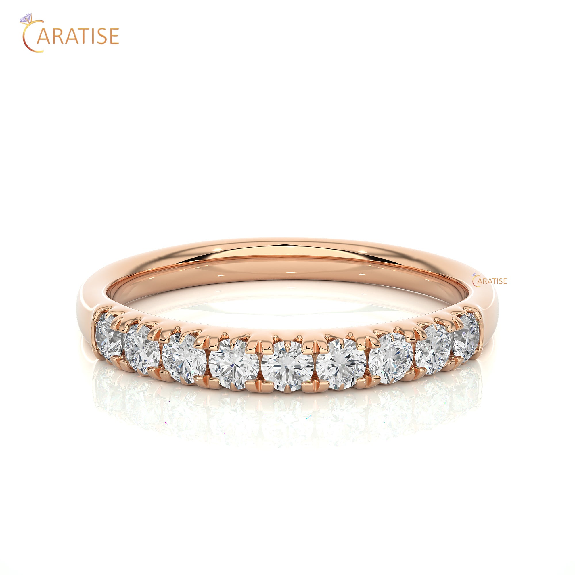 0.47 TDW Round Cut Moissanite Diamond Band Ring 925 Silver