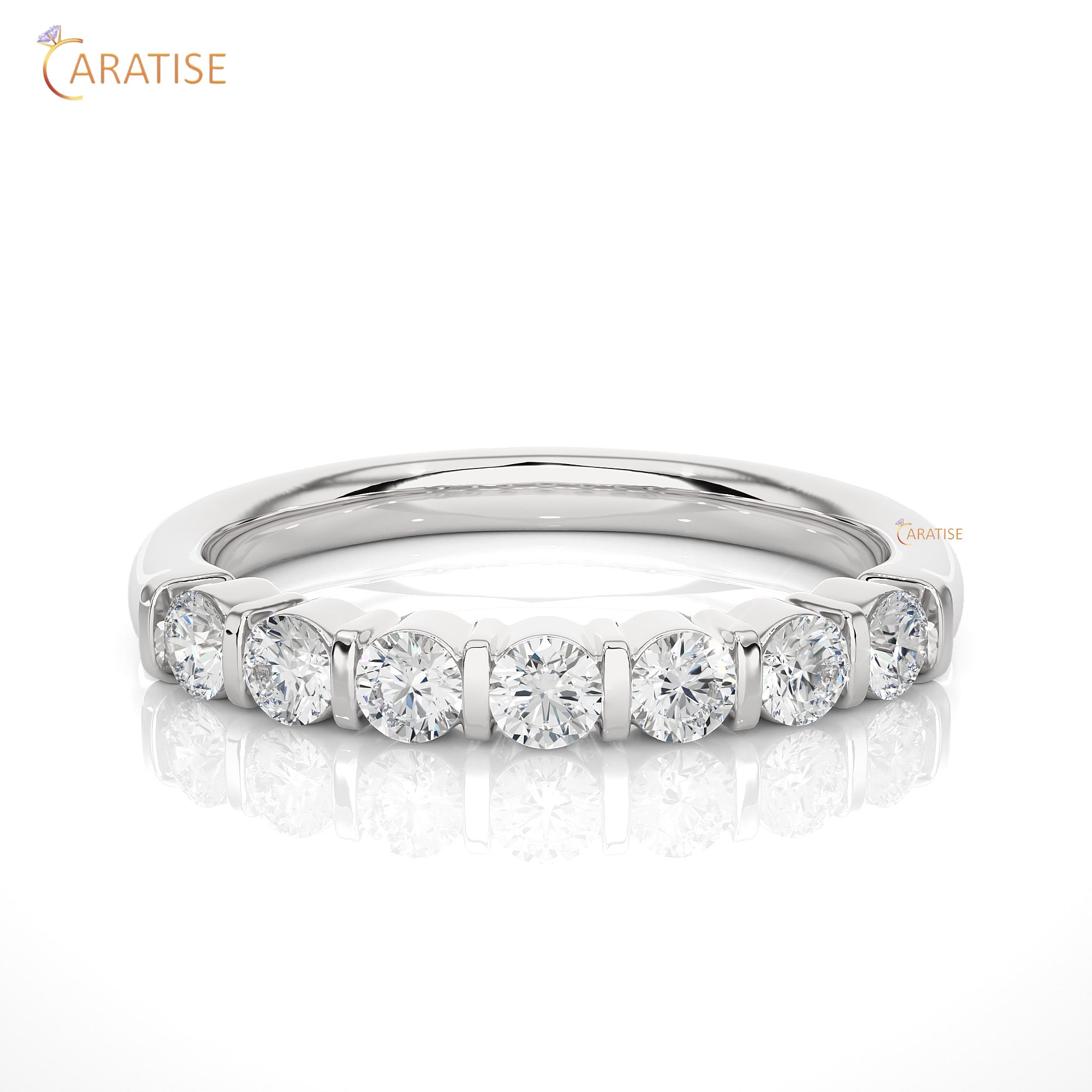 0.52 TDW Round Cut Moissanite Diamond Band Ring 925 Silver