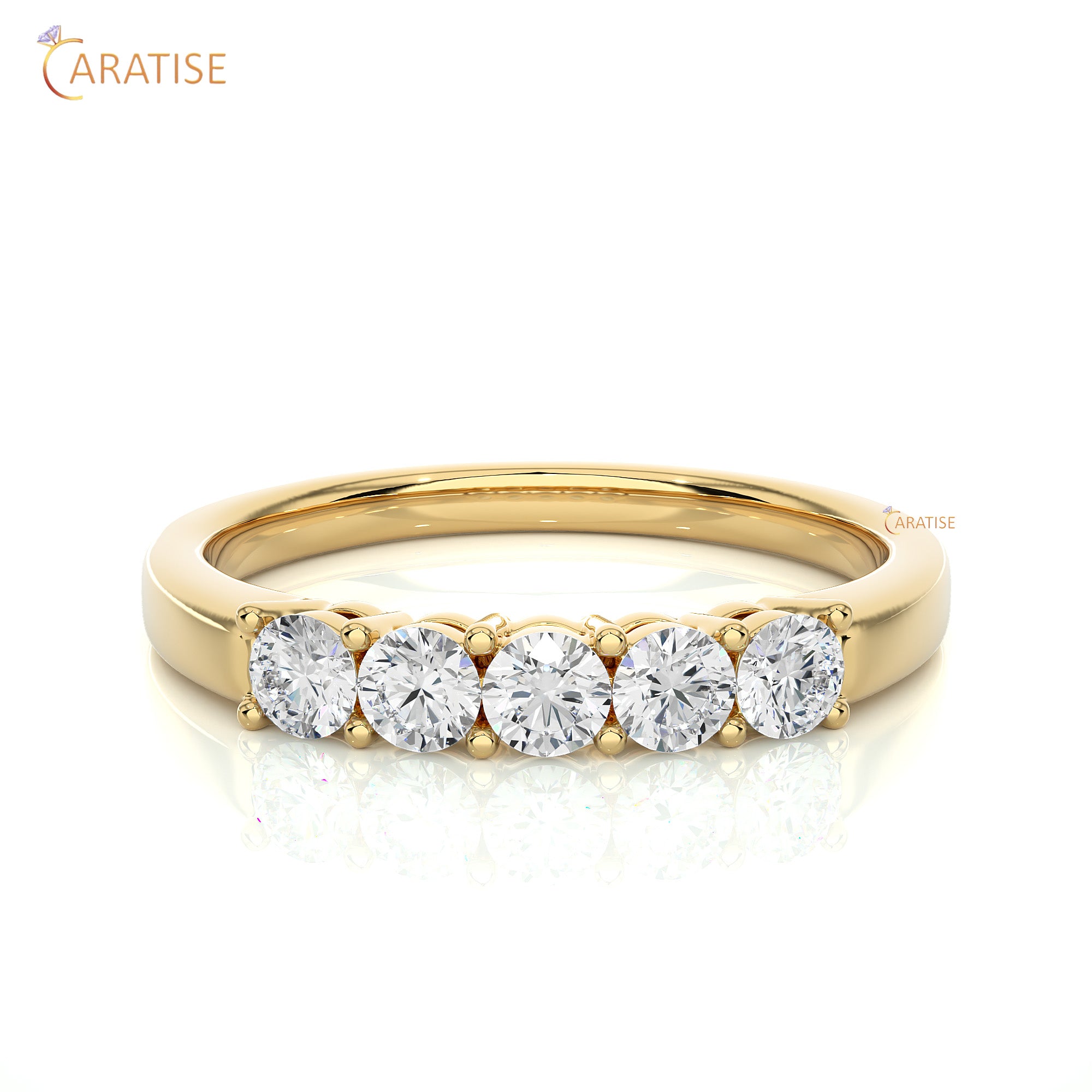 0.51 TDW Round Cut Moissanite Diamond Band Ring 925 Silver