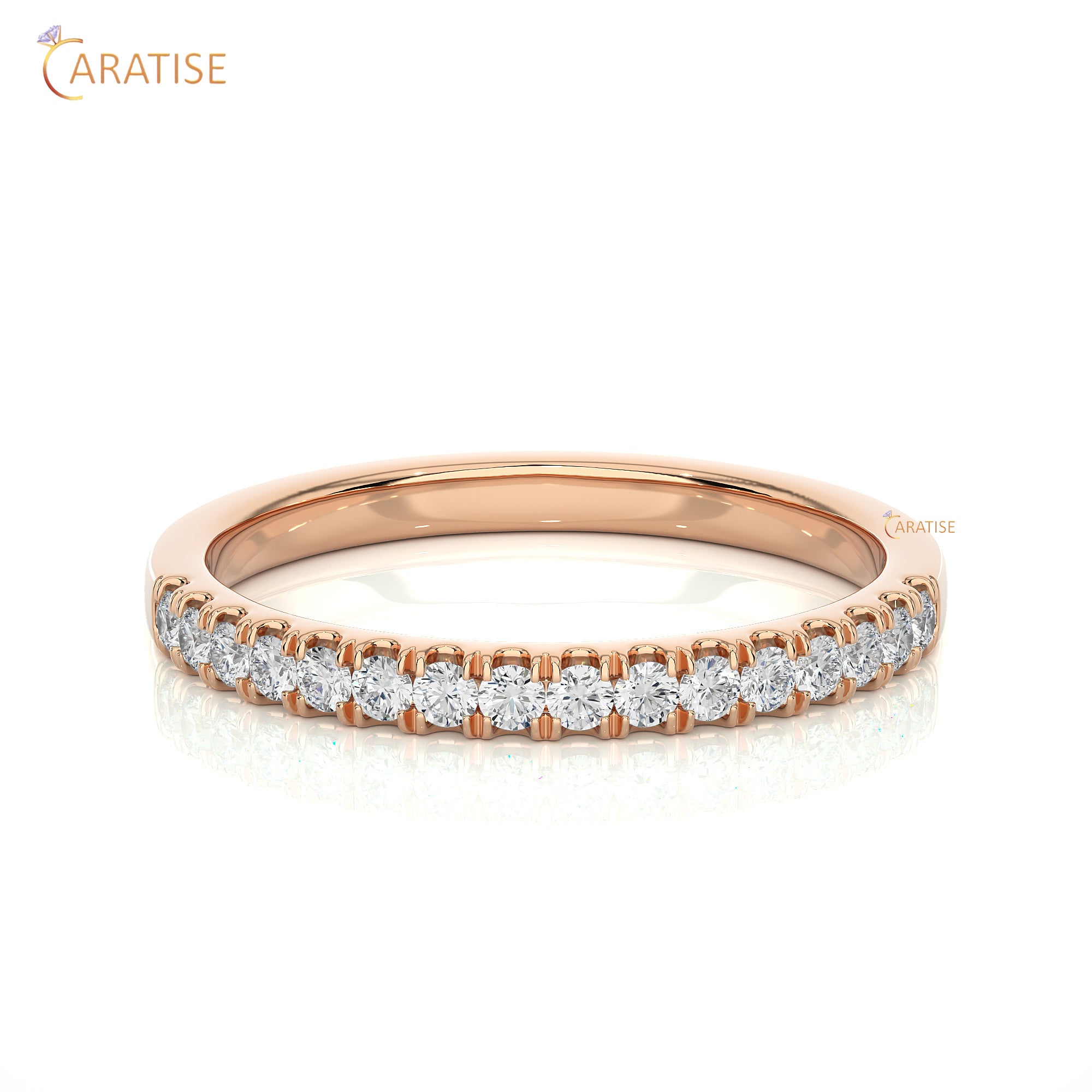 0.25 TDW Round Cut Moissanite Diamond Band Ring 925 Silver