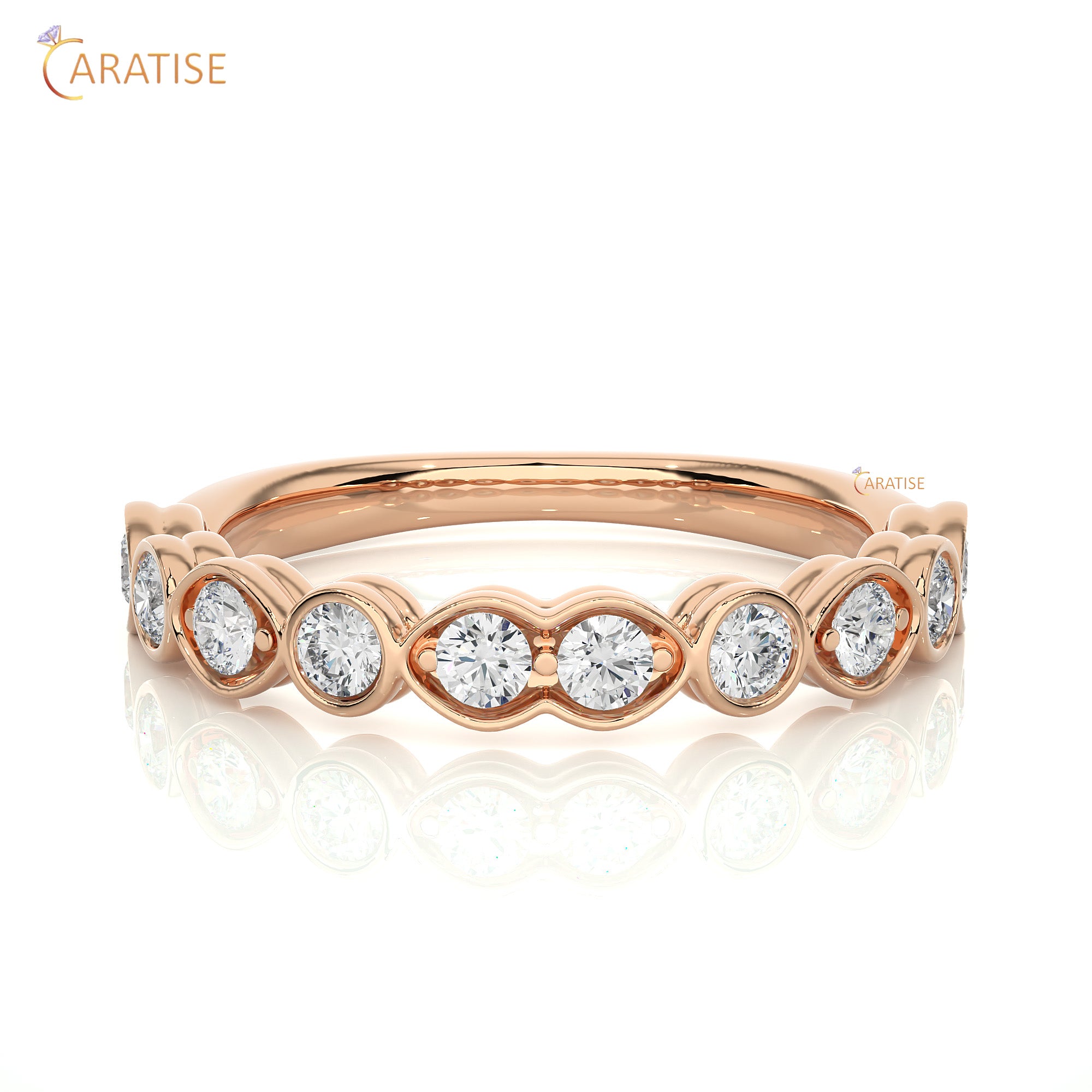 0.67 TDW Round Cut Moissanite Diamond Band Ring 925 Silver