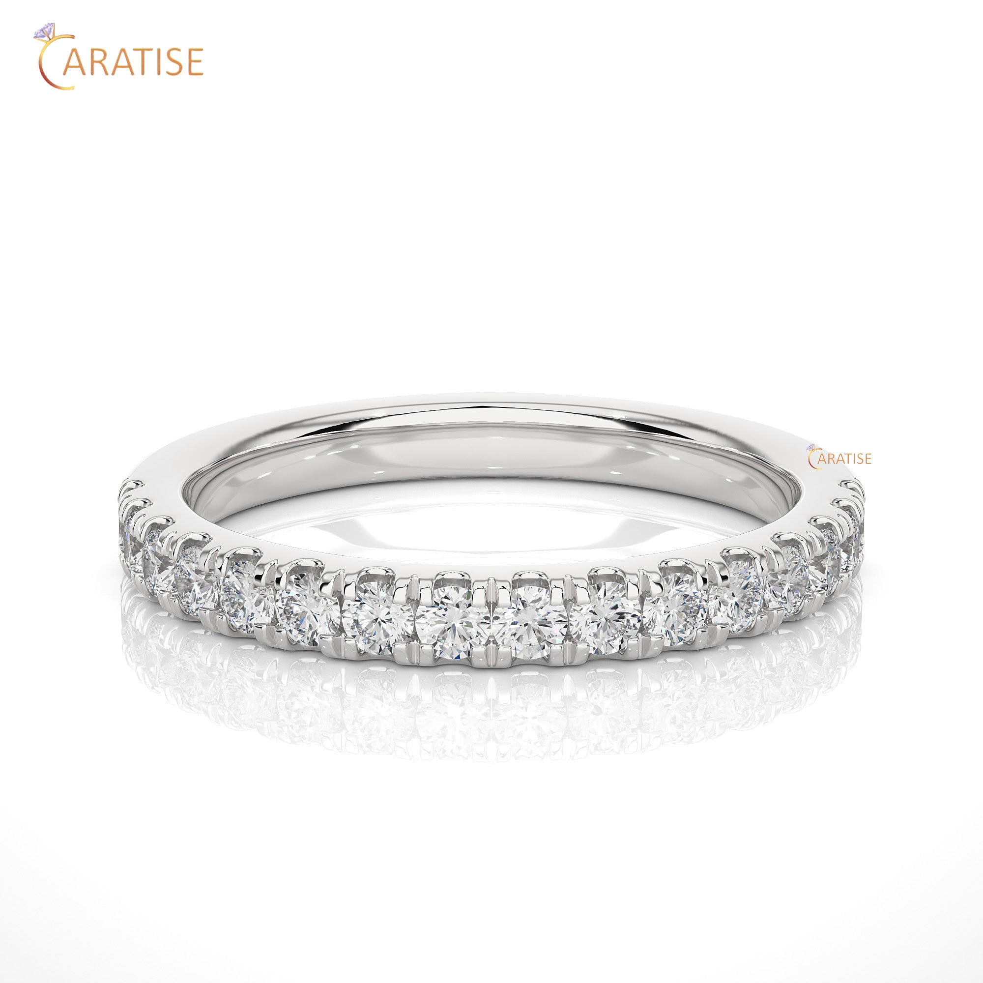 0.56 TDW Round Cut Moissanite Diamond Band Ring 925 Silver