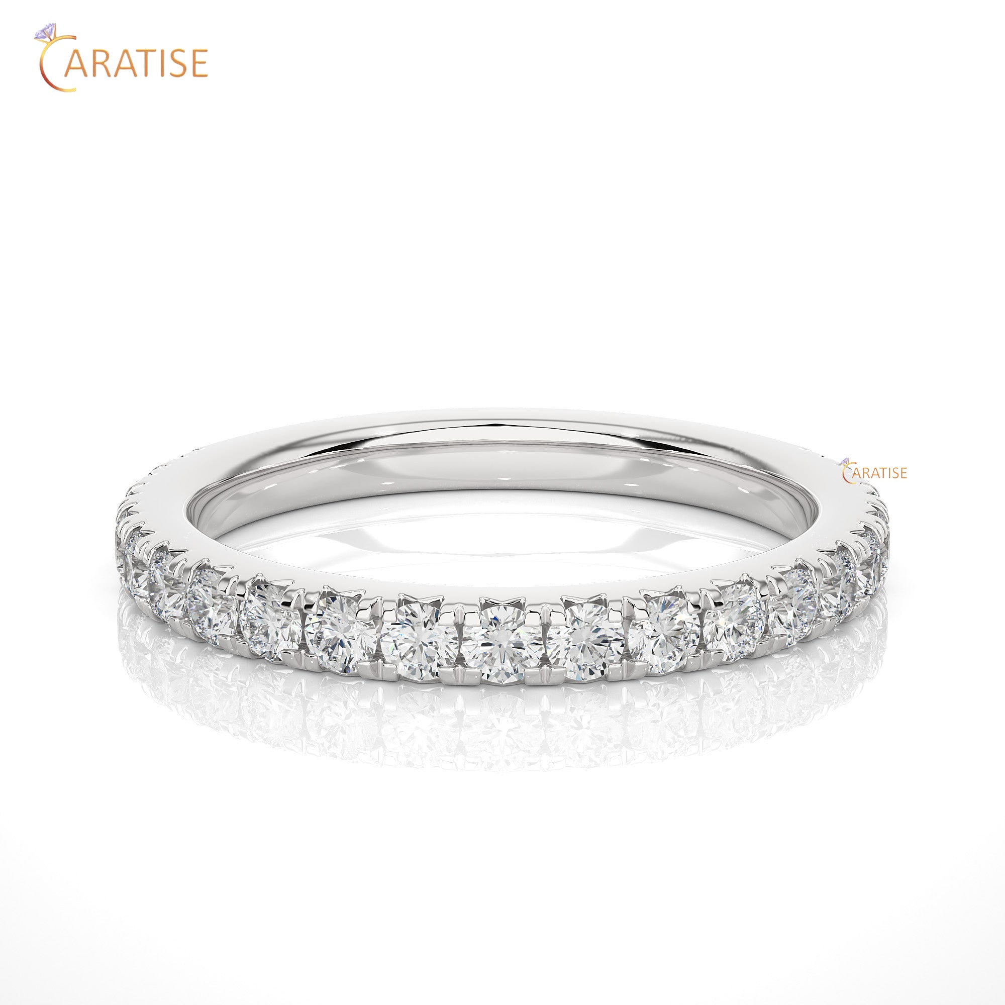 0.73 TDW Round Cut Moissanite Diamond Band Ring 925 Silver