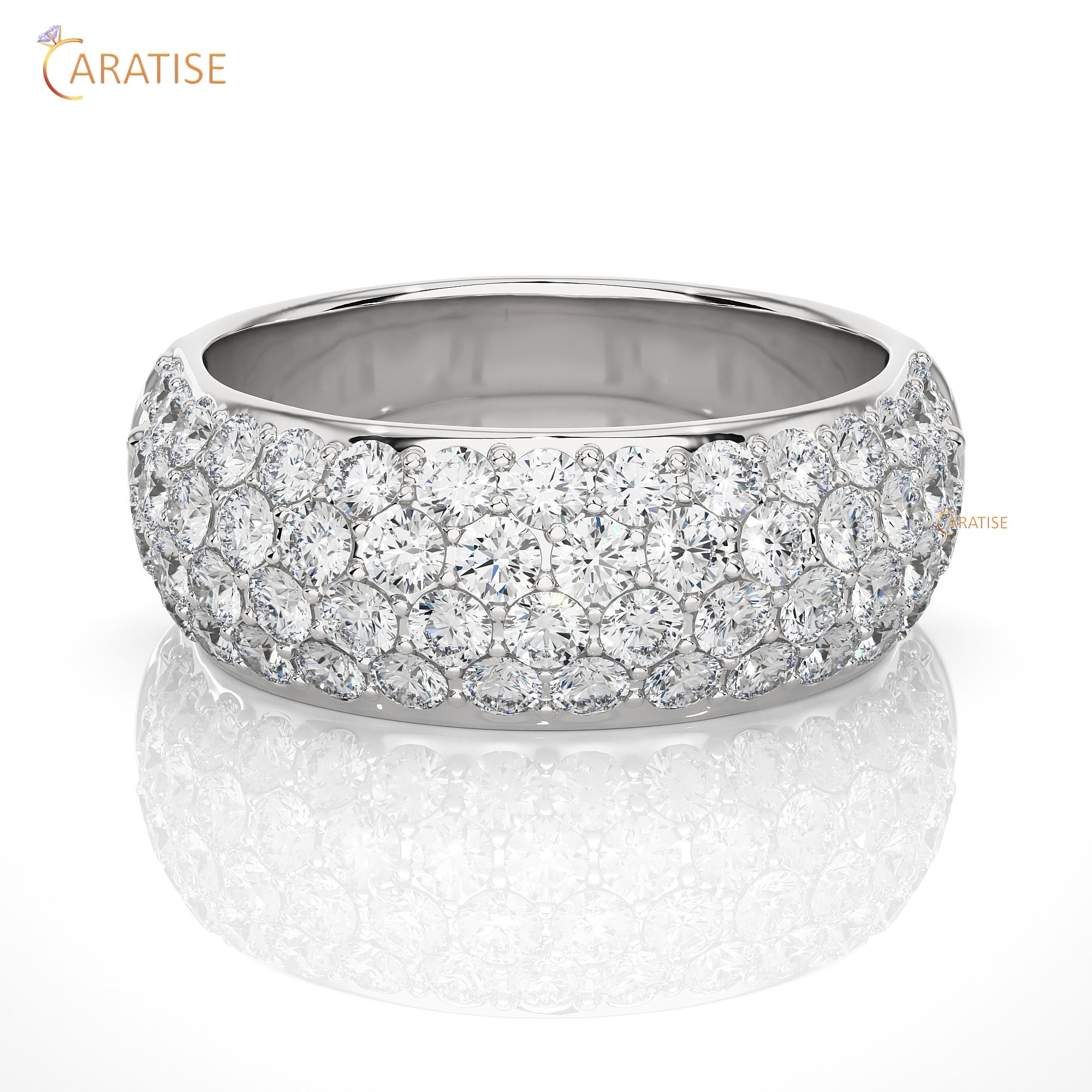 1.87 TDW Round Cut Moissanite Diamond Band Ring 925 Silver