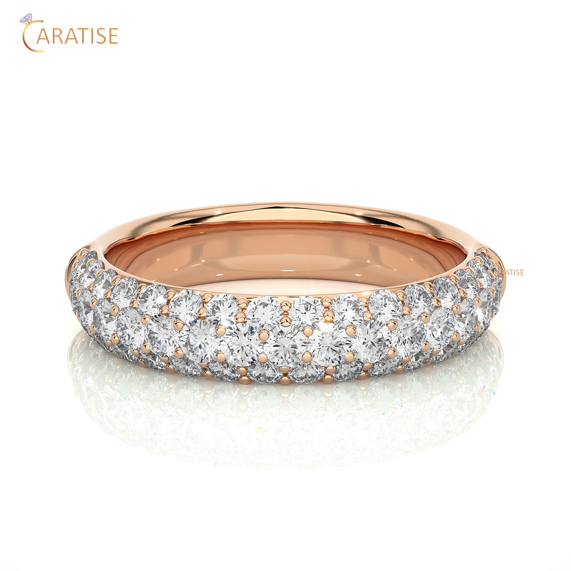 0.93 TDW Round Cut  Moissanite Diamond Band Ring 925 Silver