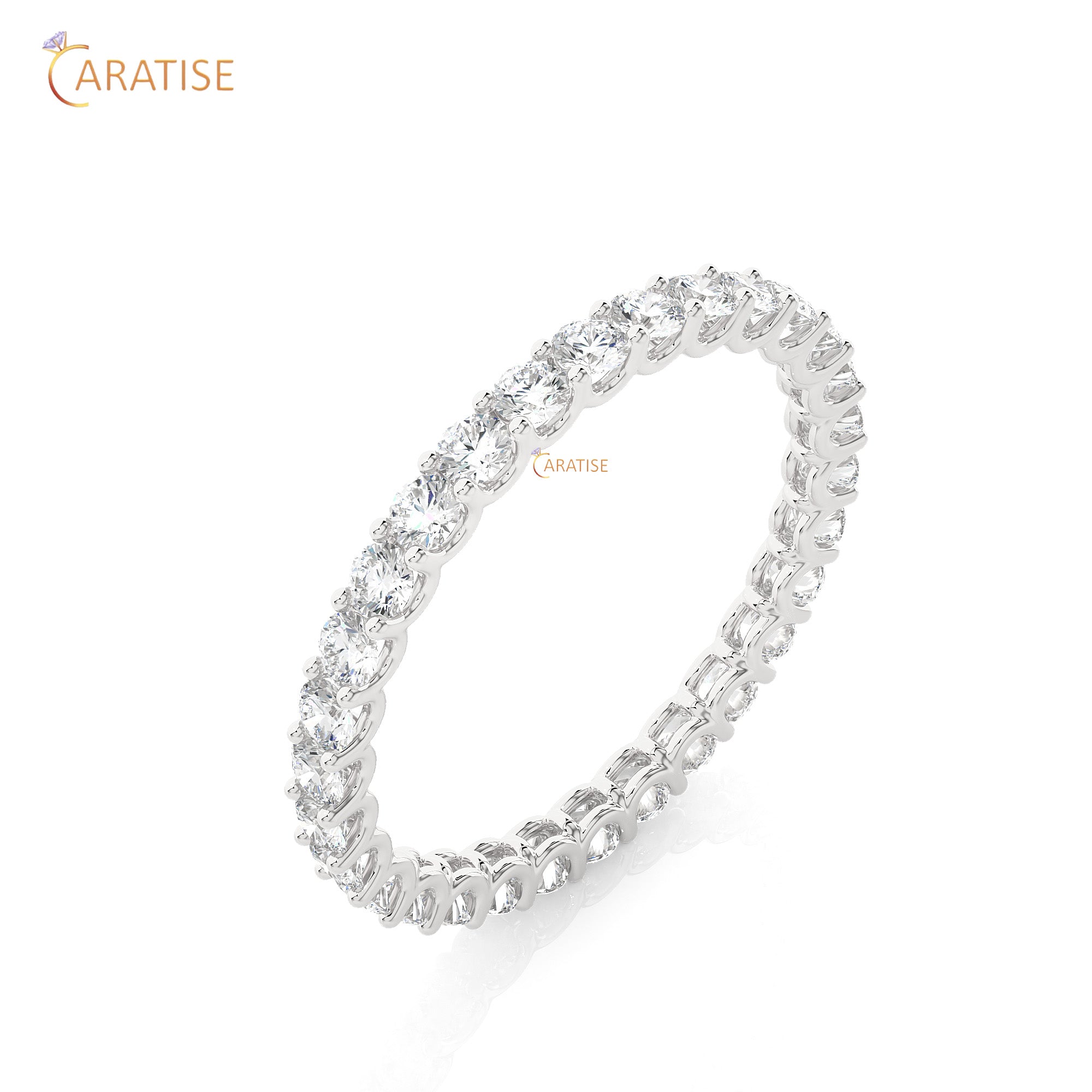 1.04 TDW Round Cut Moissanite Diamond Band 925 Silver