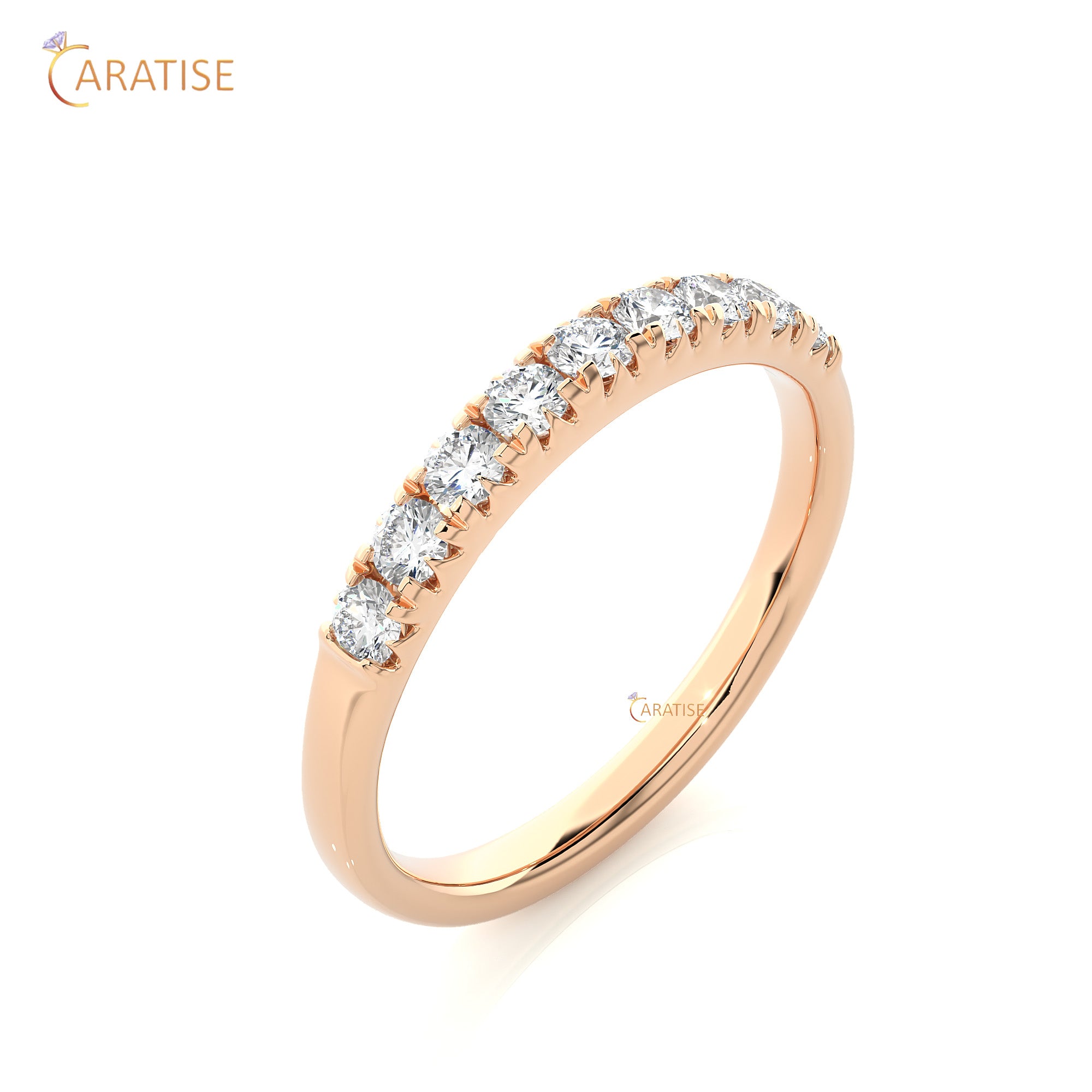 0.47 TDW Round Cut Moissanite Diamond Band Ring 925 Silver