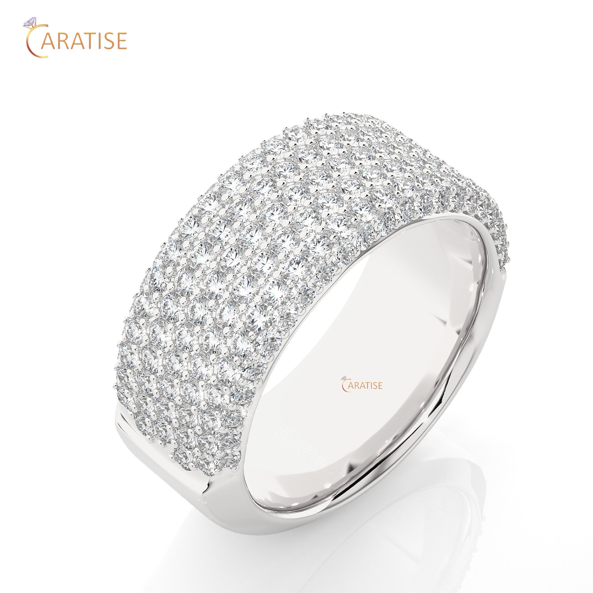 1.93 TDW Round Cut Moissanite Diamond Band Ring 925 Silver