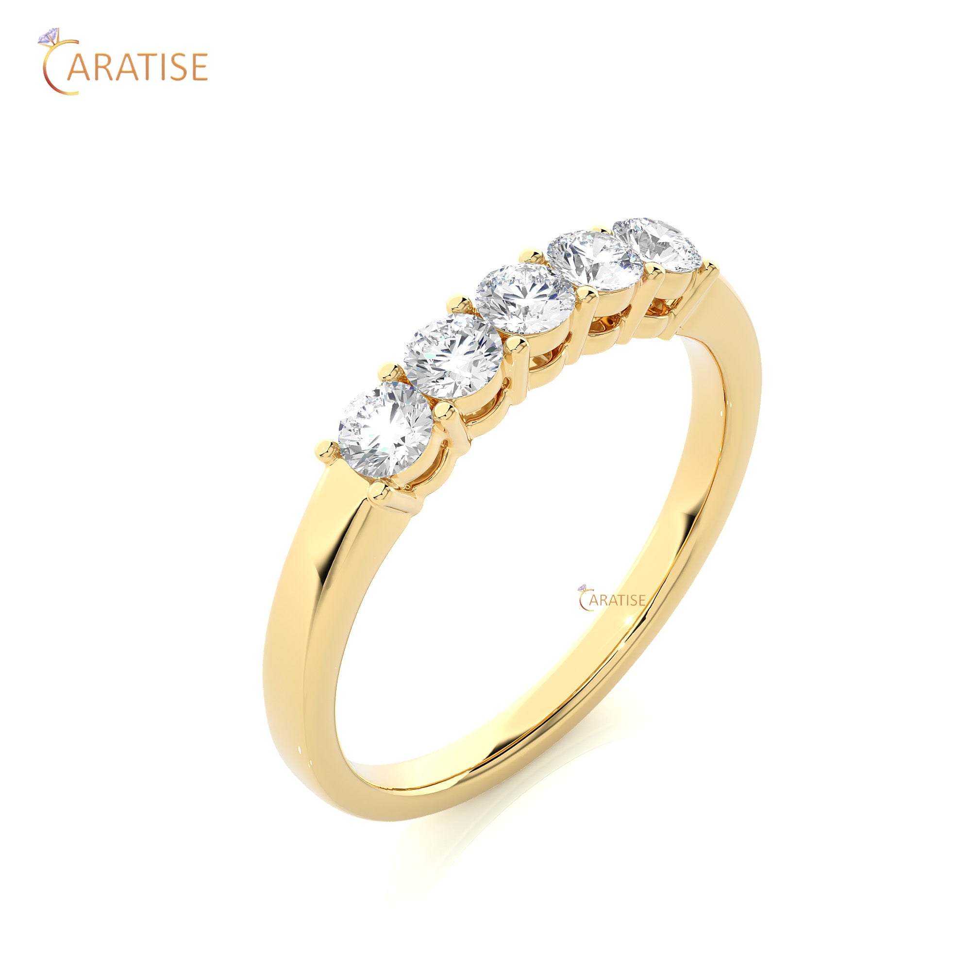 0.51 TDW Round Cut Moissanite Diamond Band Ring 925 Silver