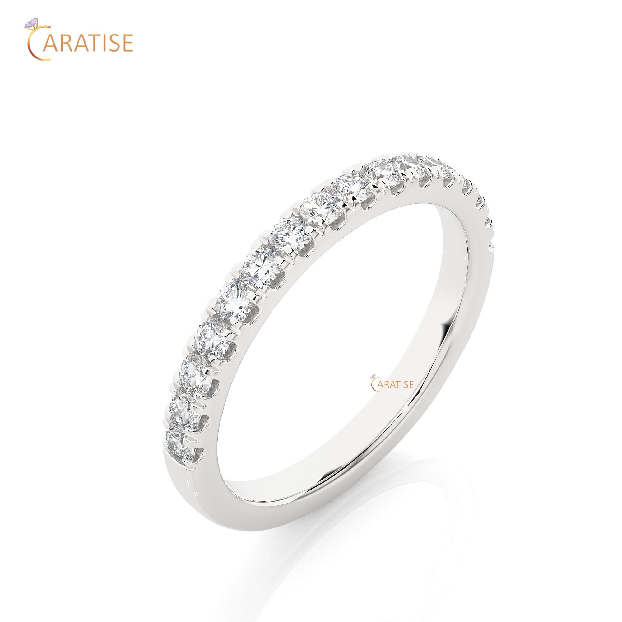 0.56 TDW Round Cut Moissanite Diamond Band Ring 925 Silver