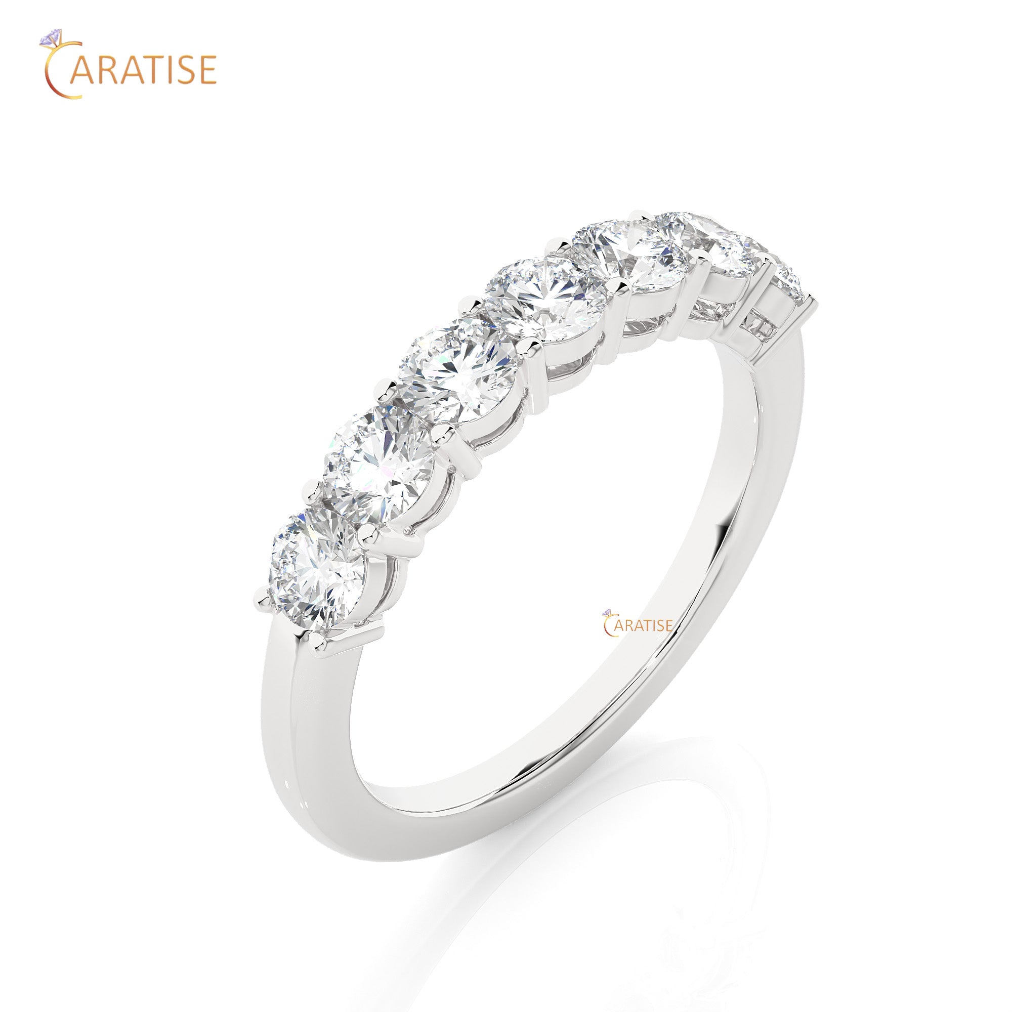 1.13 TDW Round Cut Moissanite Diamond Band Ring 925 Silver