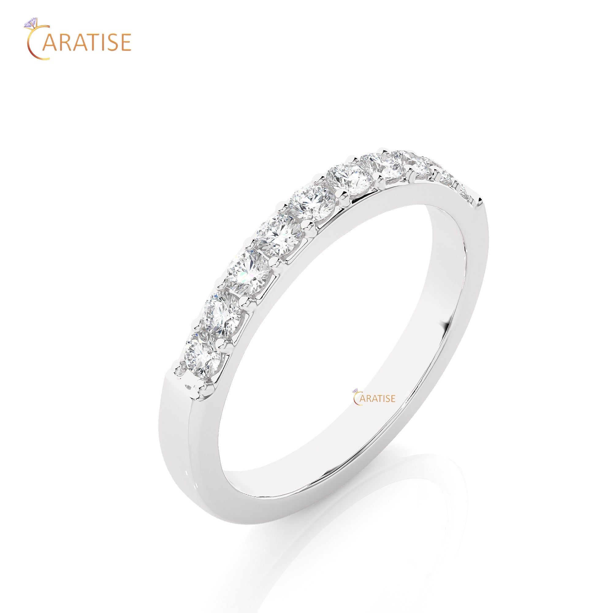 0.40 TDW Round Cut Moissanite Diamond Band Ring 925 Silver