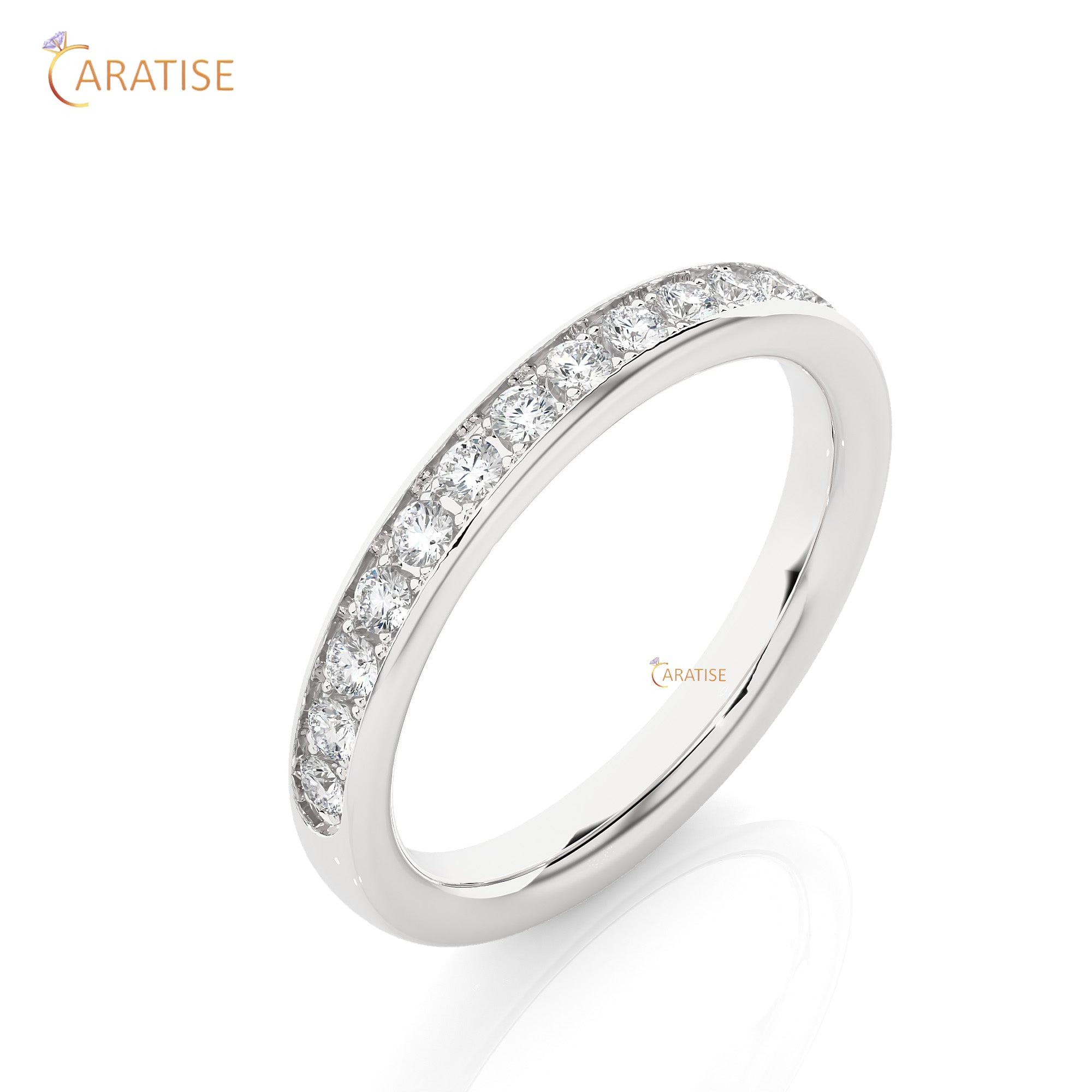 0.35 TDW Round Cut Moissanite Diamond Band Ring 925 Silver