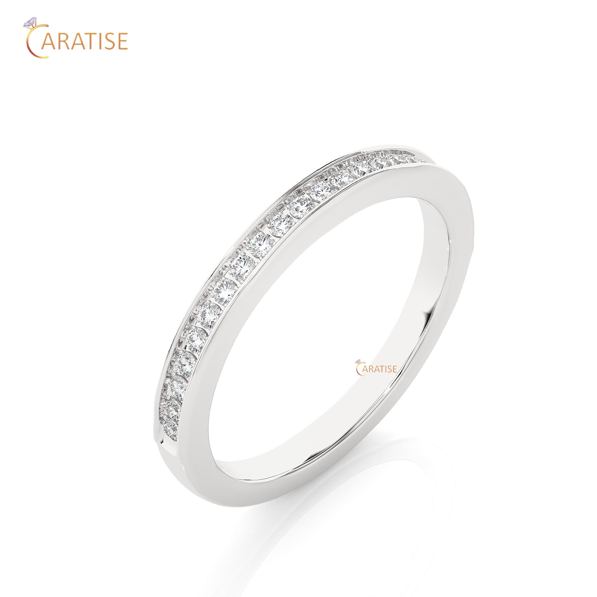 0.19 TDW Round Cut Moissanite Diamond Band Ring 925 Silver