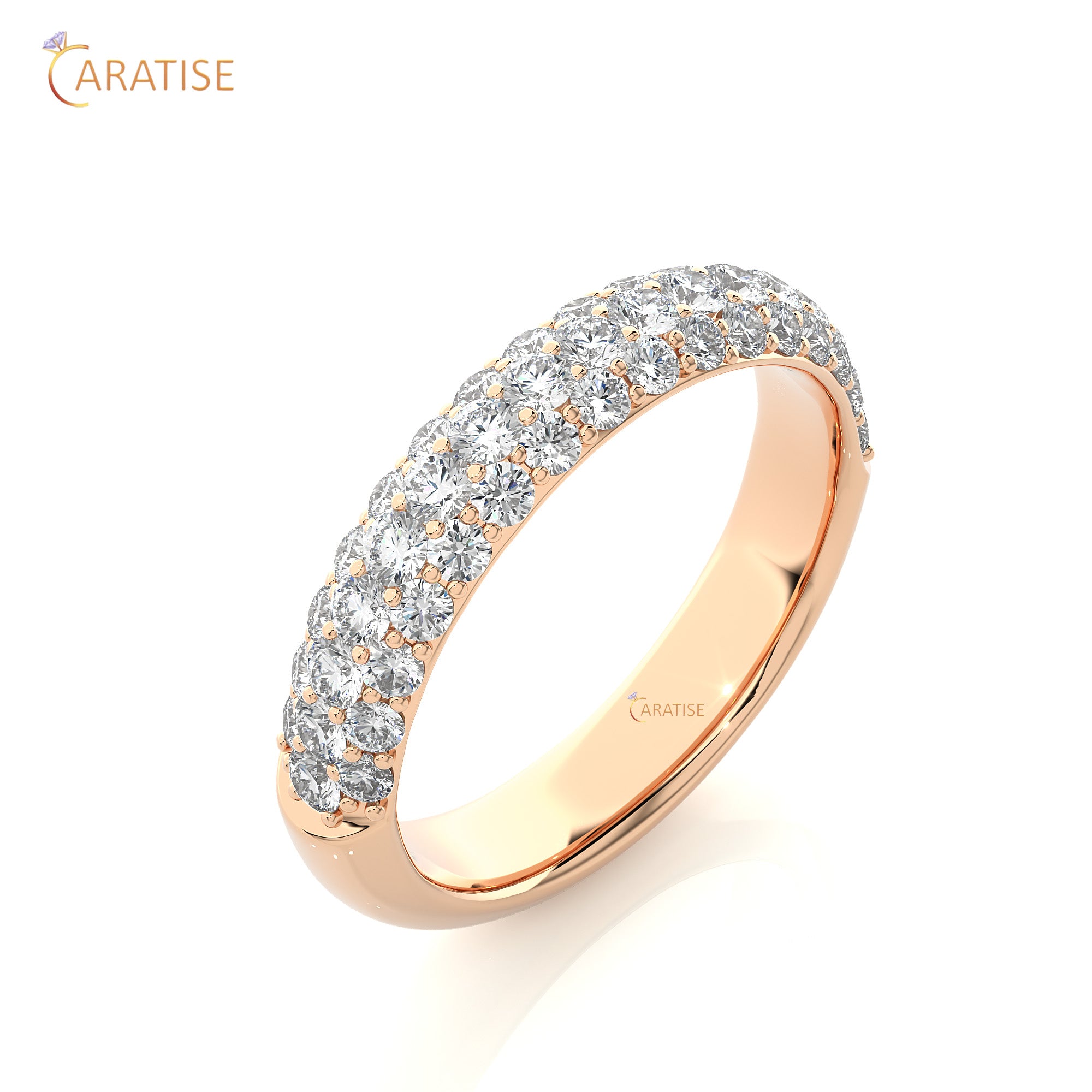 0.93 TDW Round Cut  Moissanite Diamond Band Ring 925 Silver