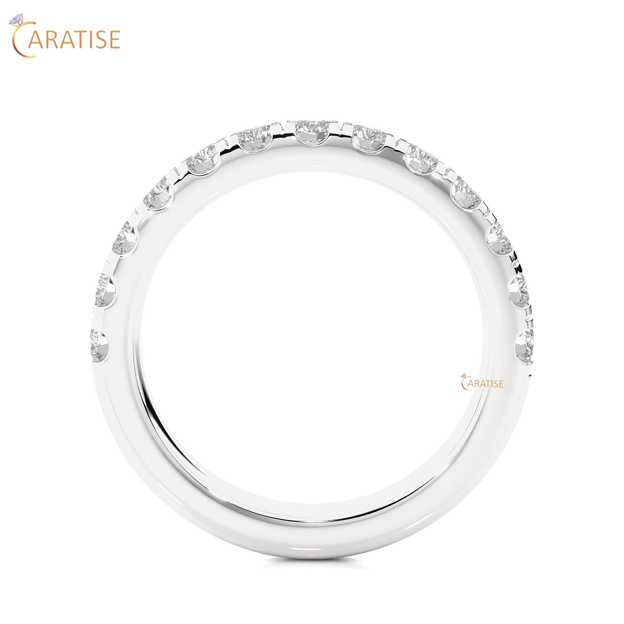 0.96 TDW Round Cut Moissanite Diamond Band Ring 925 Silver