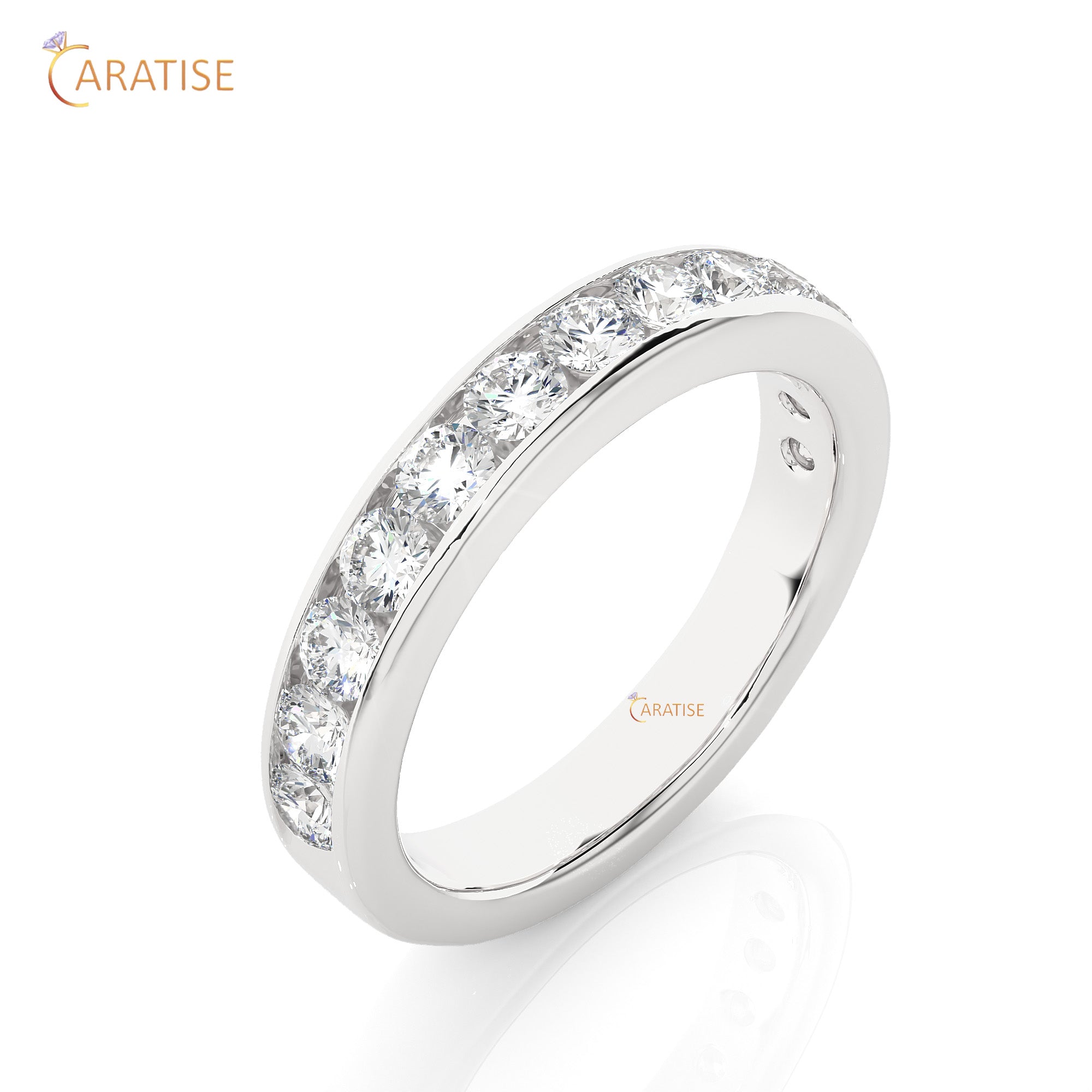 0.96 TDW Round Cut Moissanite Diamond Band Ring 925 Silver